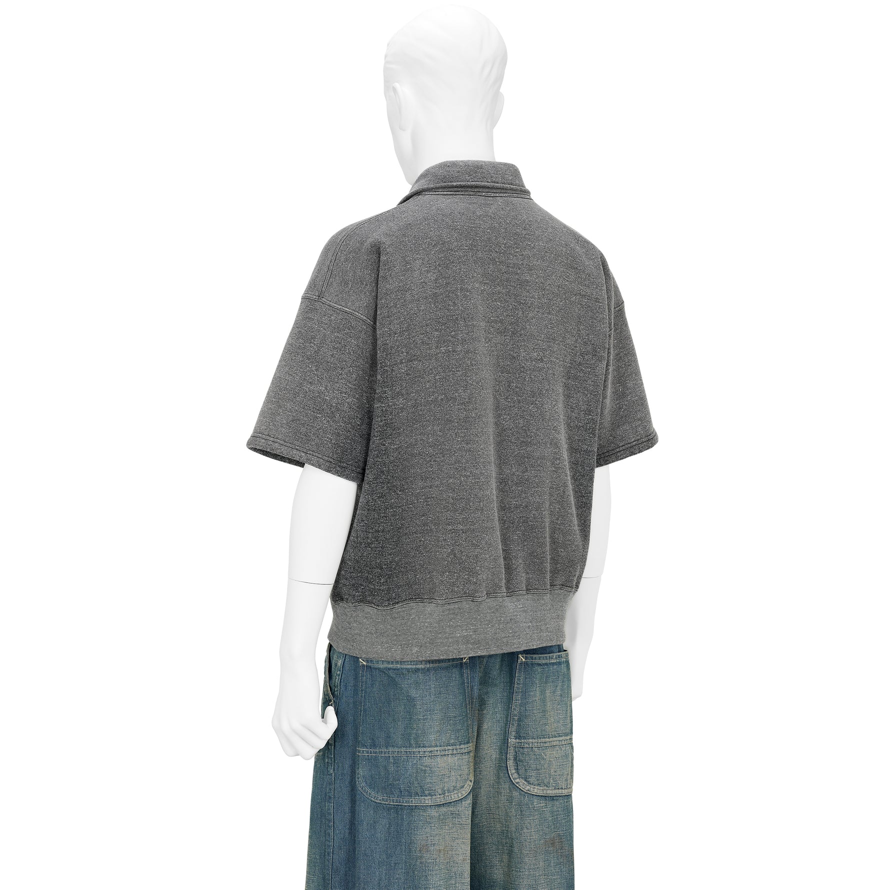 LOT.621 HALF ZIP S/S SWEAT SHIRT FADED HEATHER GRAY