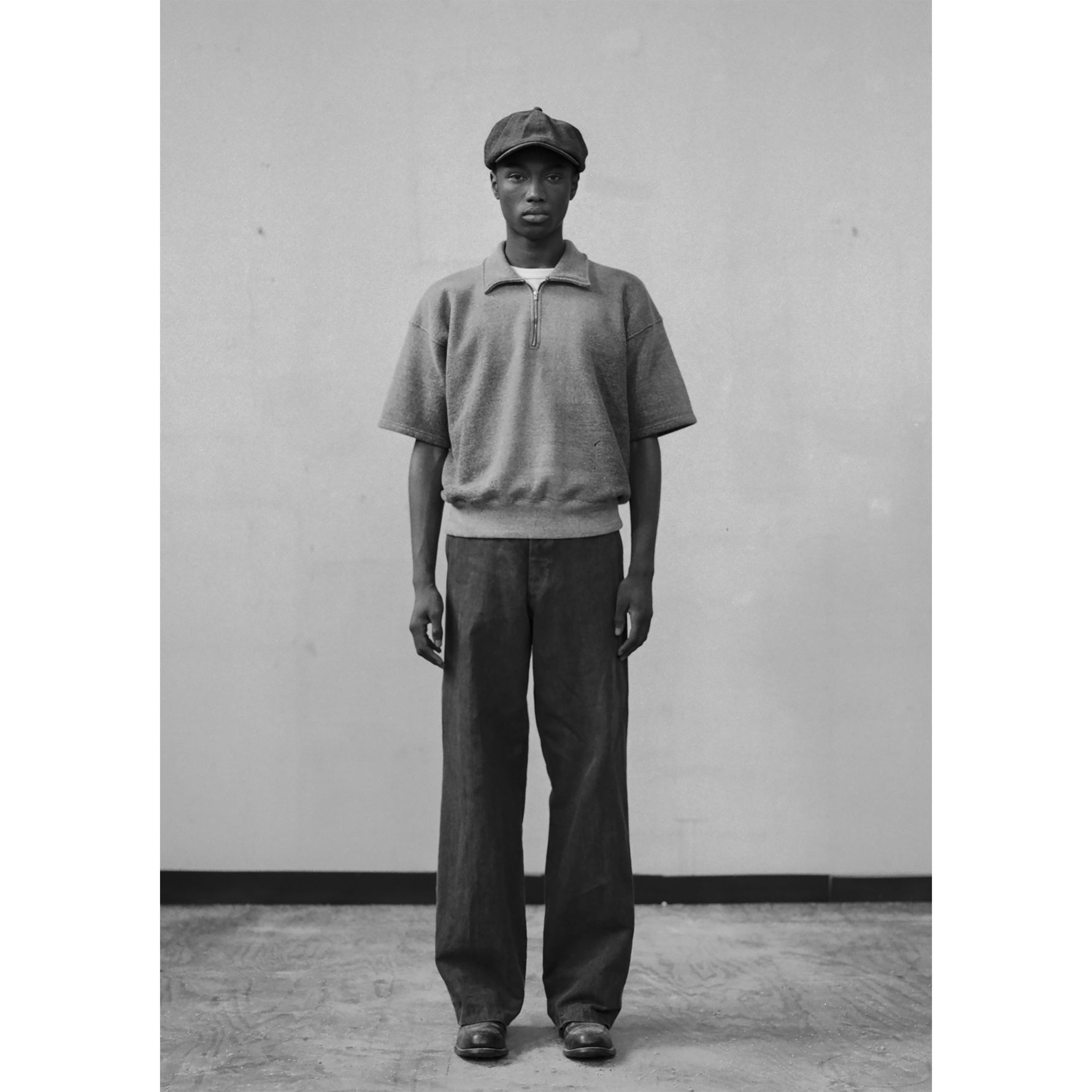 LOT.621 HALF ZIP S/S SWEAT SHIRT FADED HEATHER GRAY