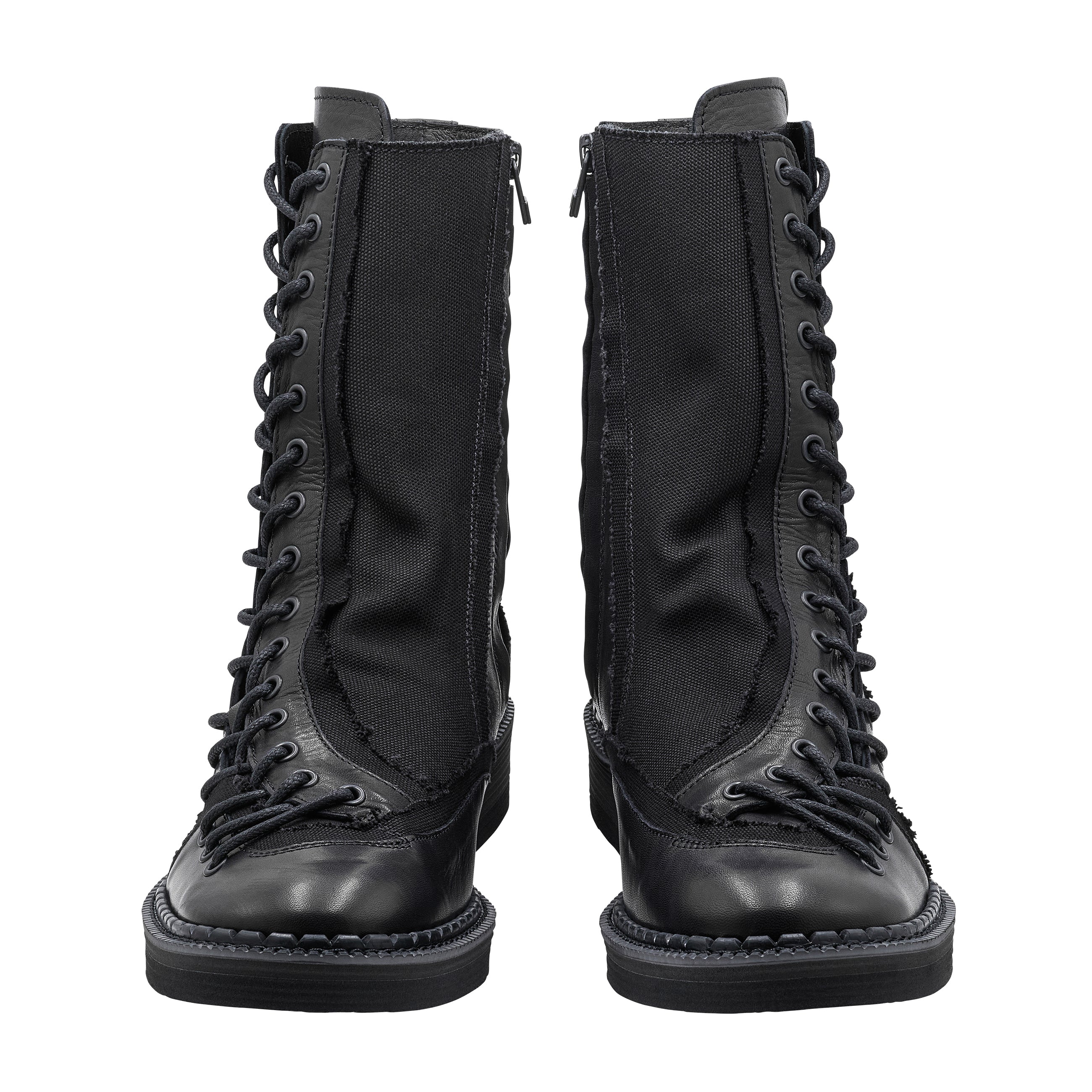 CANVAS HORSE SIDE LACE UP BOOTS BLACK - Yohji Yamamoto POUR HOMME