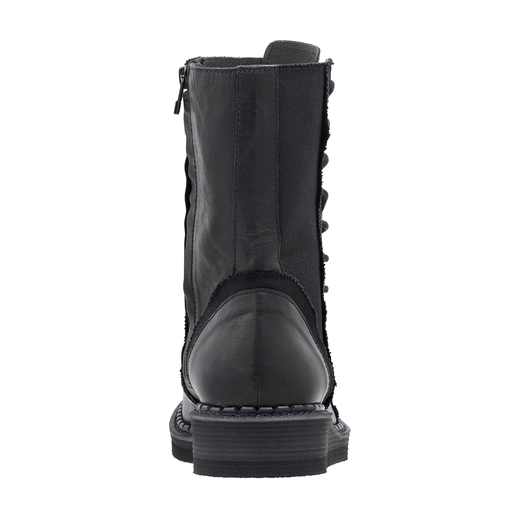 CANVAS HORSE SIDE LACE UP BOOTS BLACK