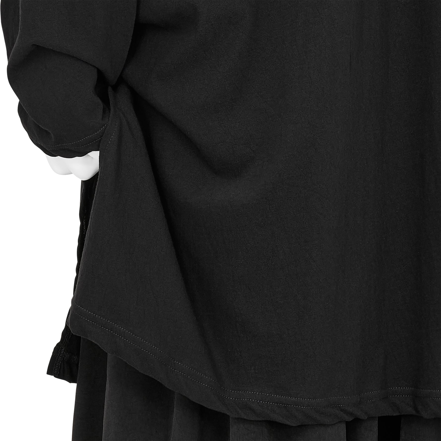 HIGH TWISTED JERSEY DESIGN NECK LINE GUSSET L/S TEE BLACK