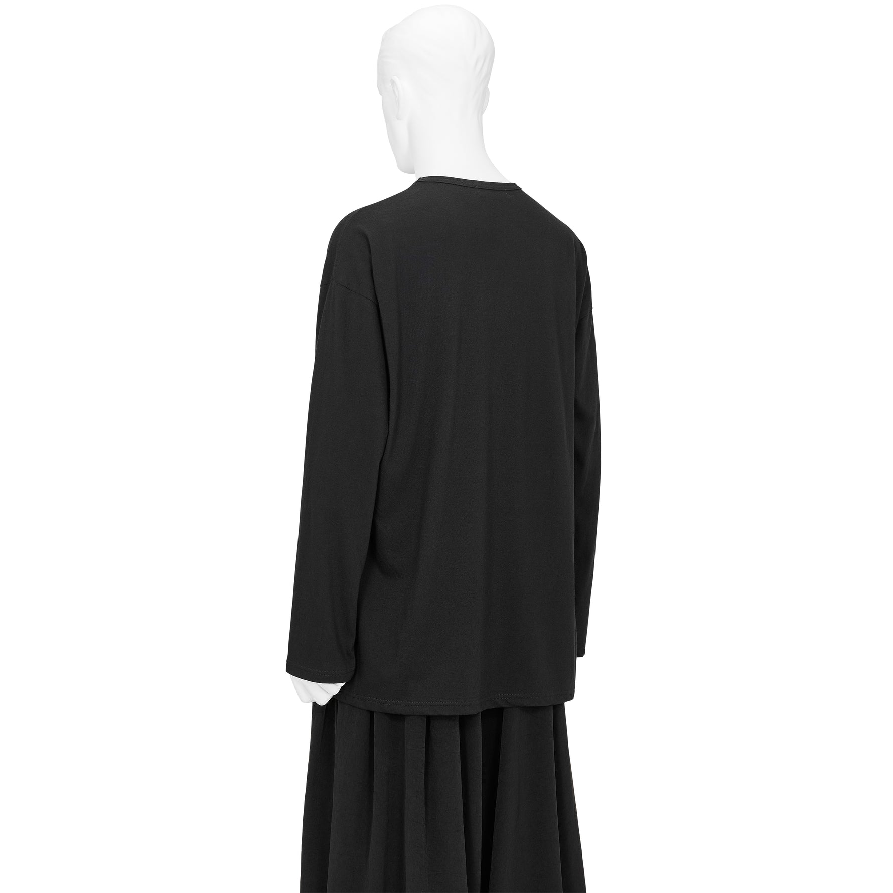 COMBED PLAIN STITCH GUSSET L/S TEE BLACK