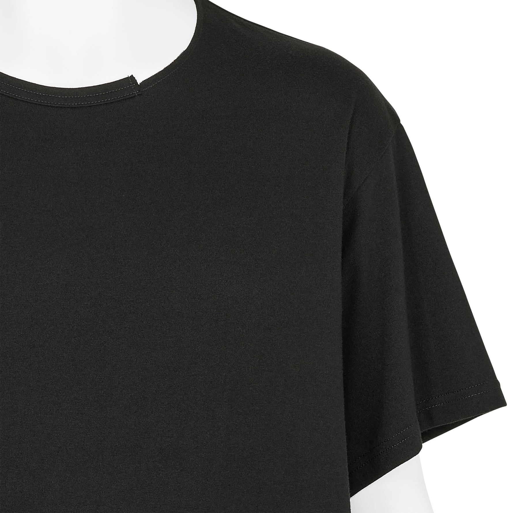 COTTON JERSEY SLIT ROUND NECK TEE BLACK