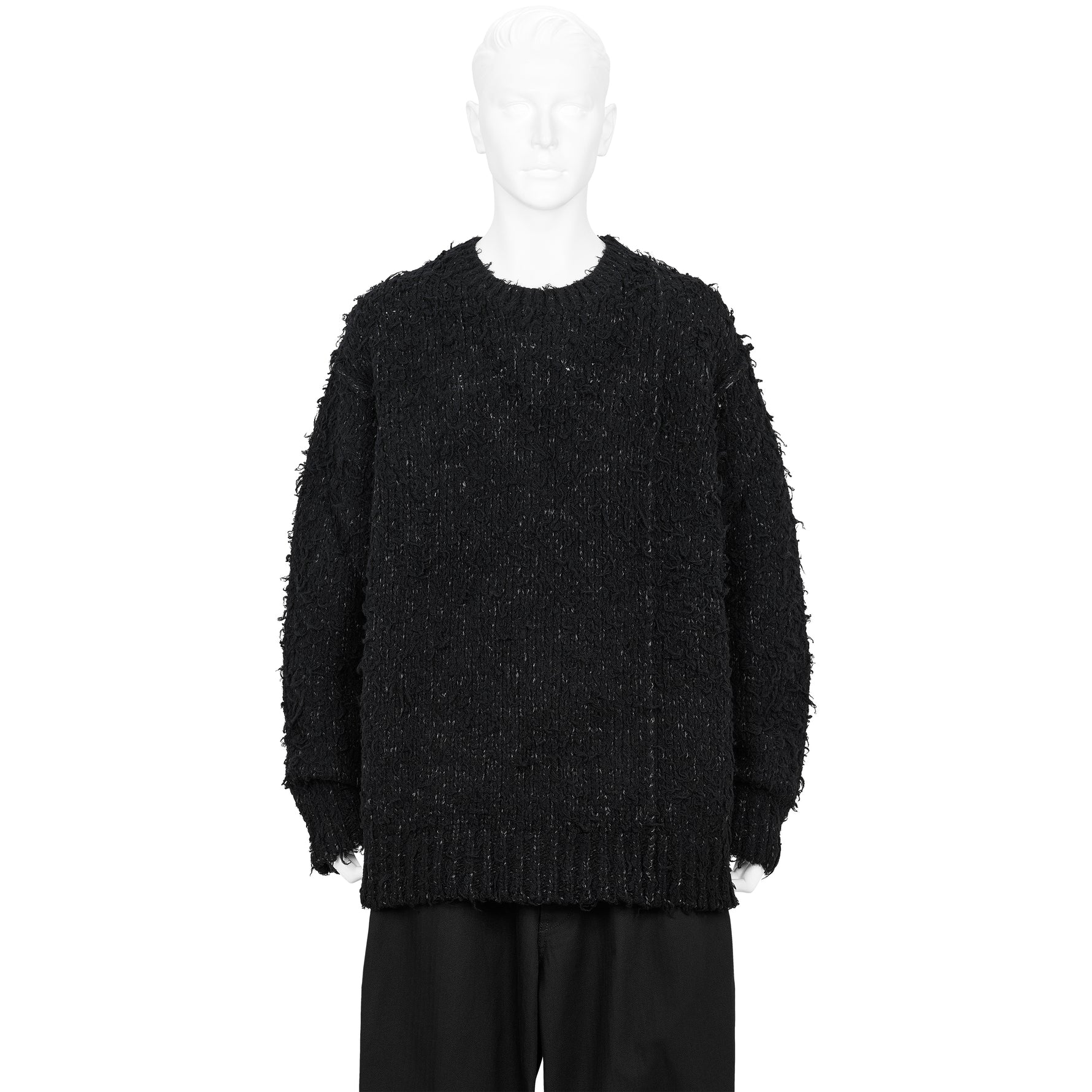 BRUSHED PLAIN STITCH CREW NECK KNIT BLACK