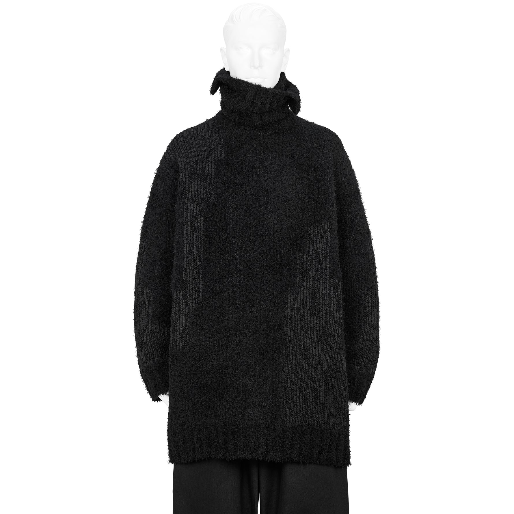 JACQUARD SIDE ZIP HIGH NECK KNIT BLACK