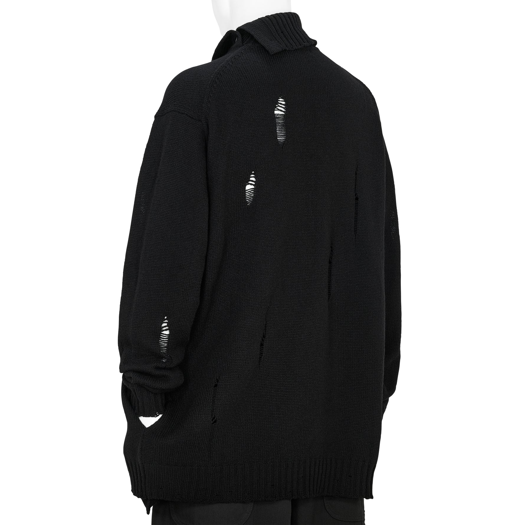 PLAIN STITCH CRASHED HIGH NECK CARDIGAN BLACK