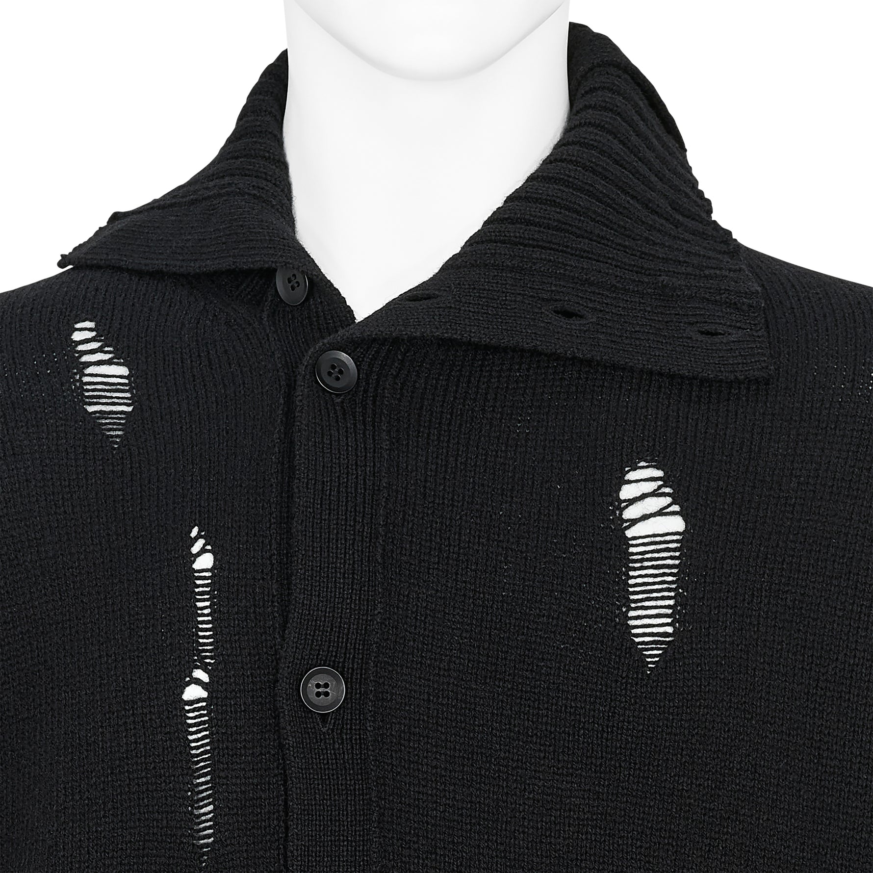 PLAIN STITCH CRASHED HIGH NECK CARDIGAN BLACK