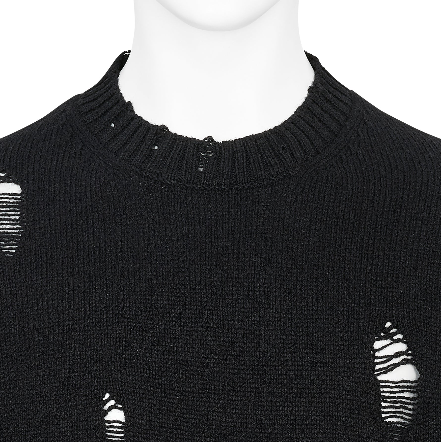PLAIN STITCH CRASHED CREW NECK KNIT BLACK