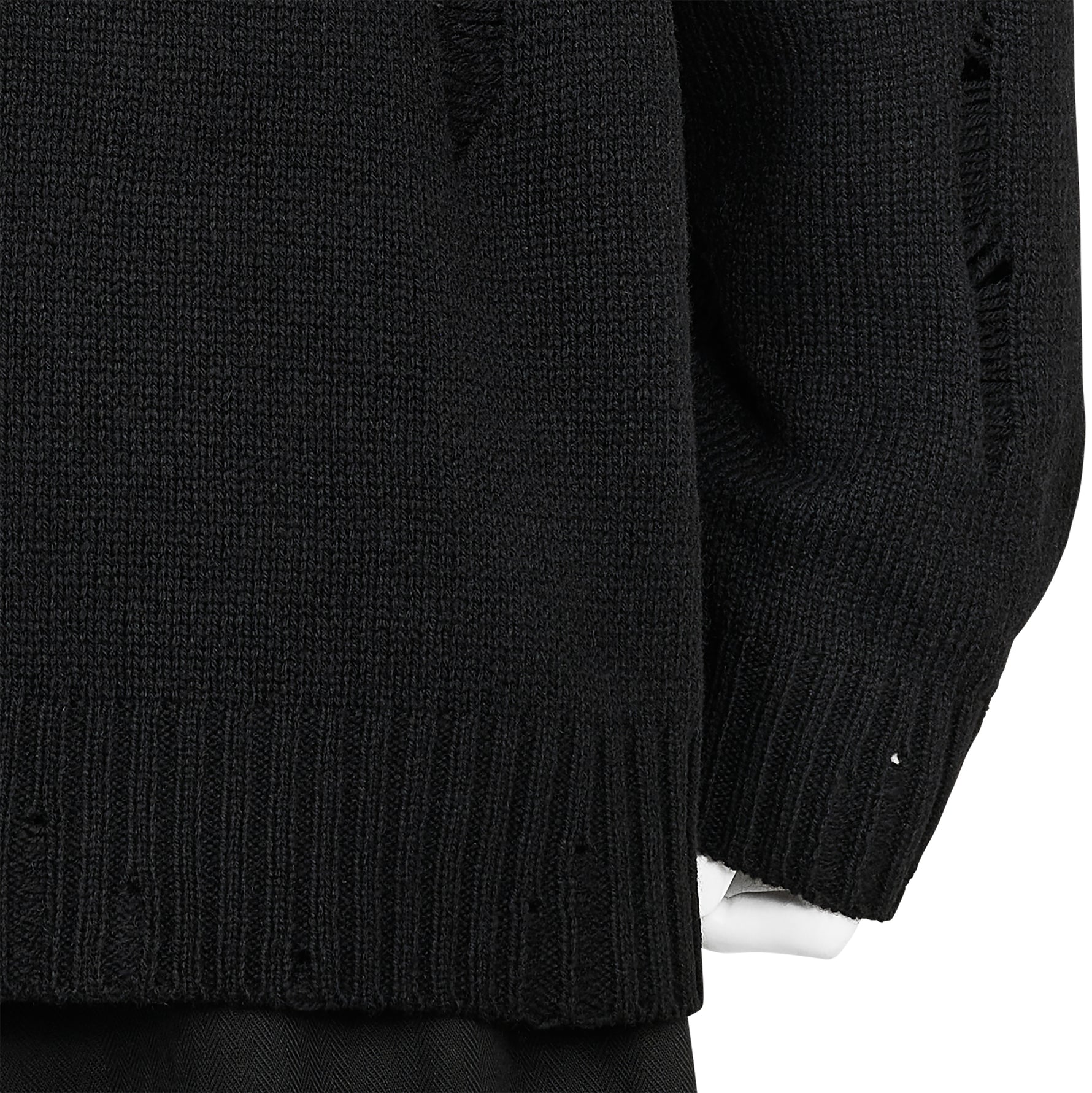 PLAIN STITCH CRASHED CREW NECK KNIT BLACK