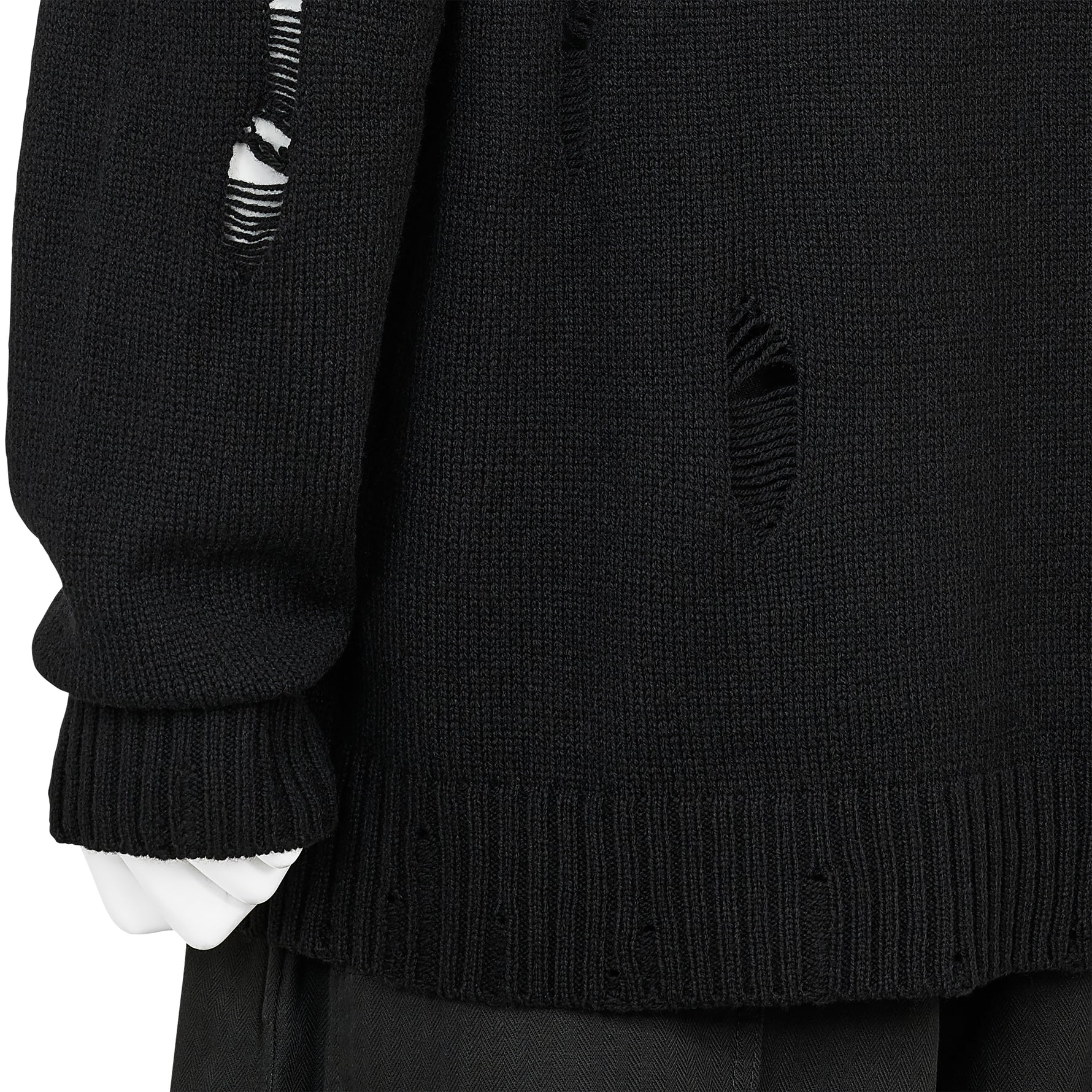 PLAIN STITCH CRASHED CREW NECK KNIT BLACK