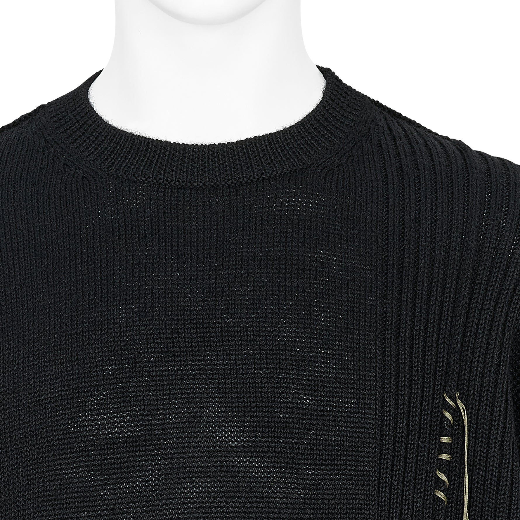PLAIN STITCH EMBROIDERY CREW NECK KNIT BLACK