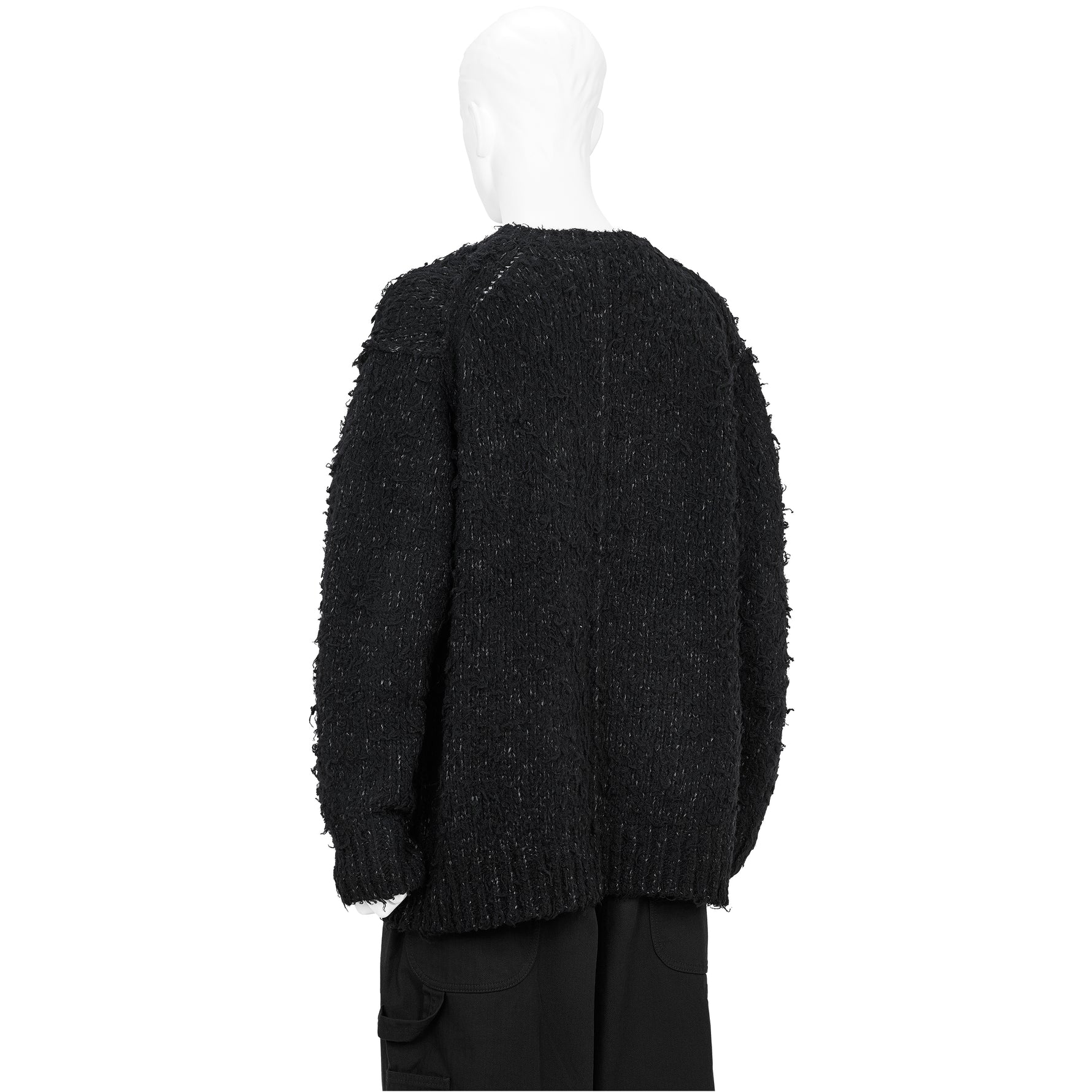 BRUSHED PLAIN STITCH CREW NECK KNIT BLACK