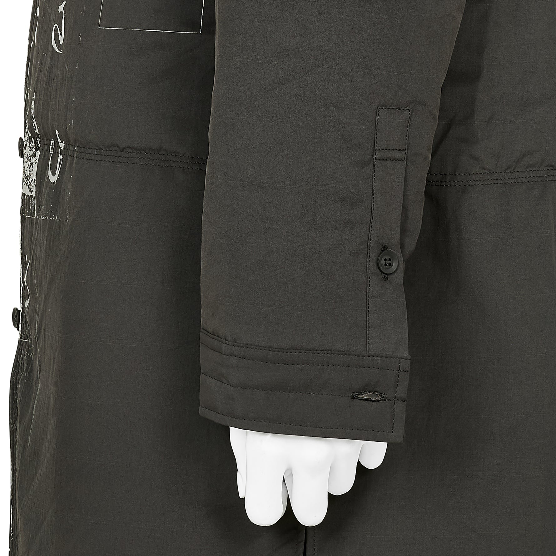 DESSIN MOTIF STAND COLLAR PADDED JACKET BLACK