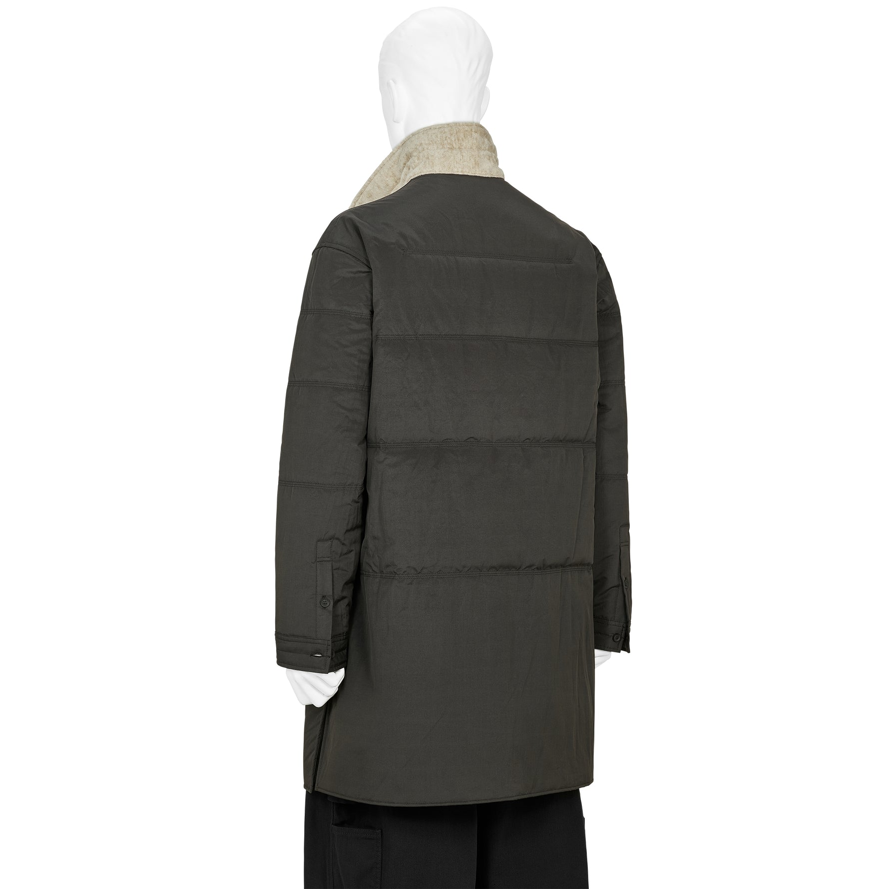 DESSIN MOTIF STAND COLLAR PADDED JACKET BLACK