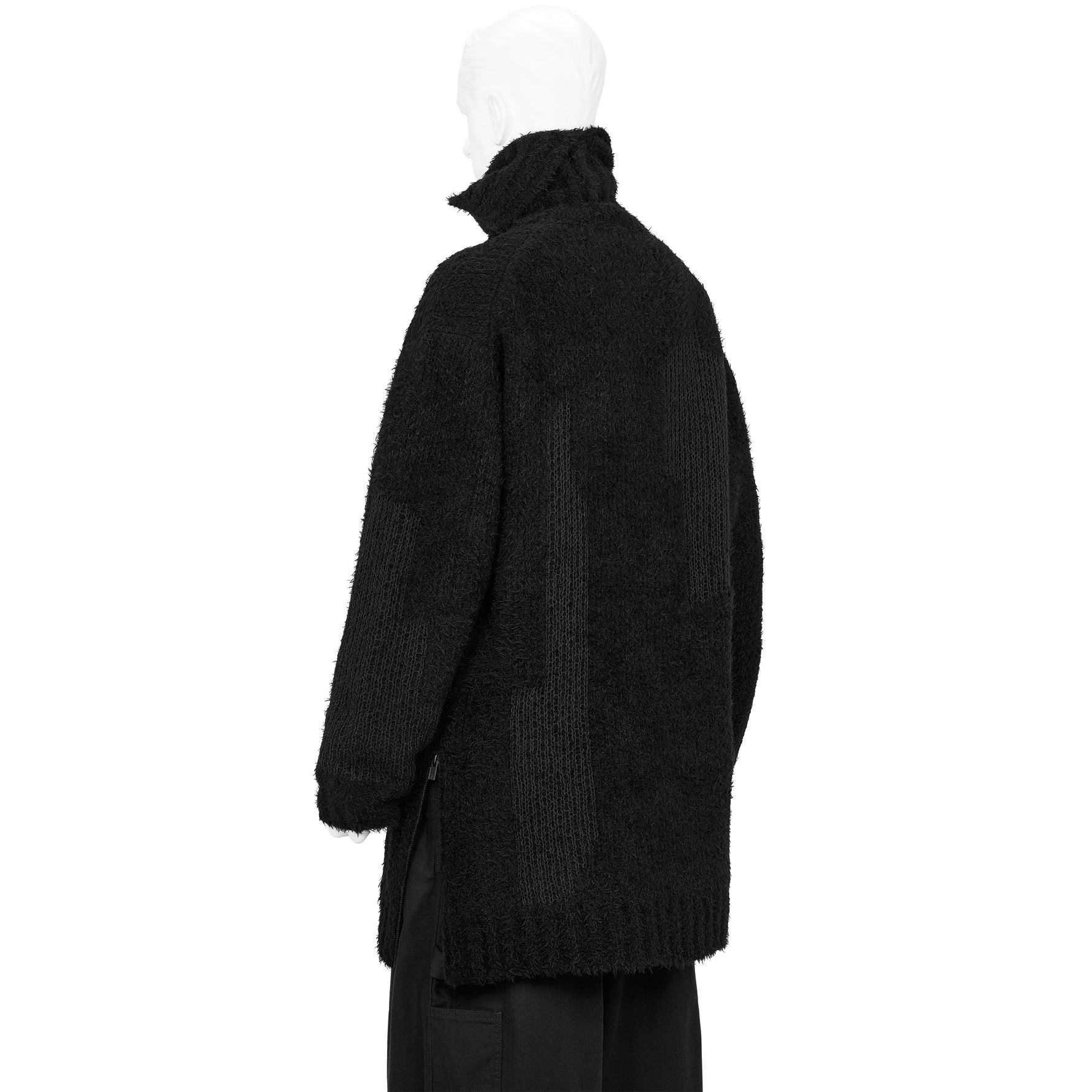 JACQUARD SIDE ZIP HIGH NECK KNIT BLACK