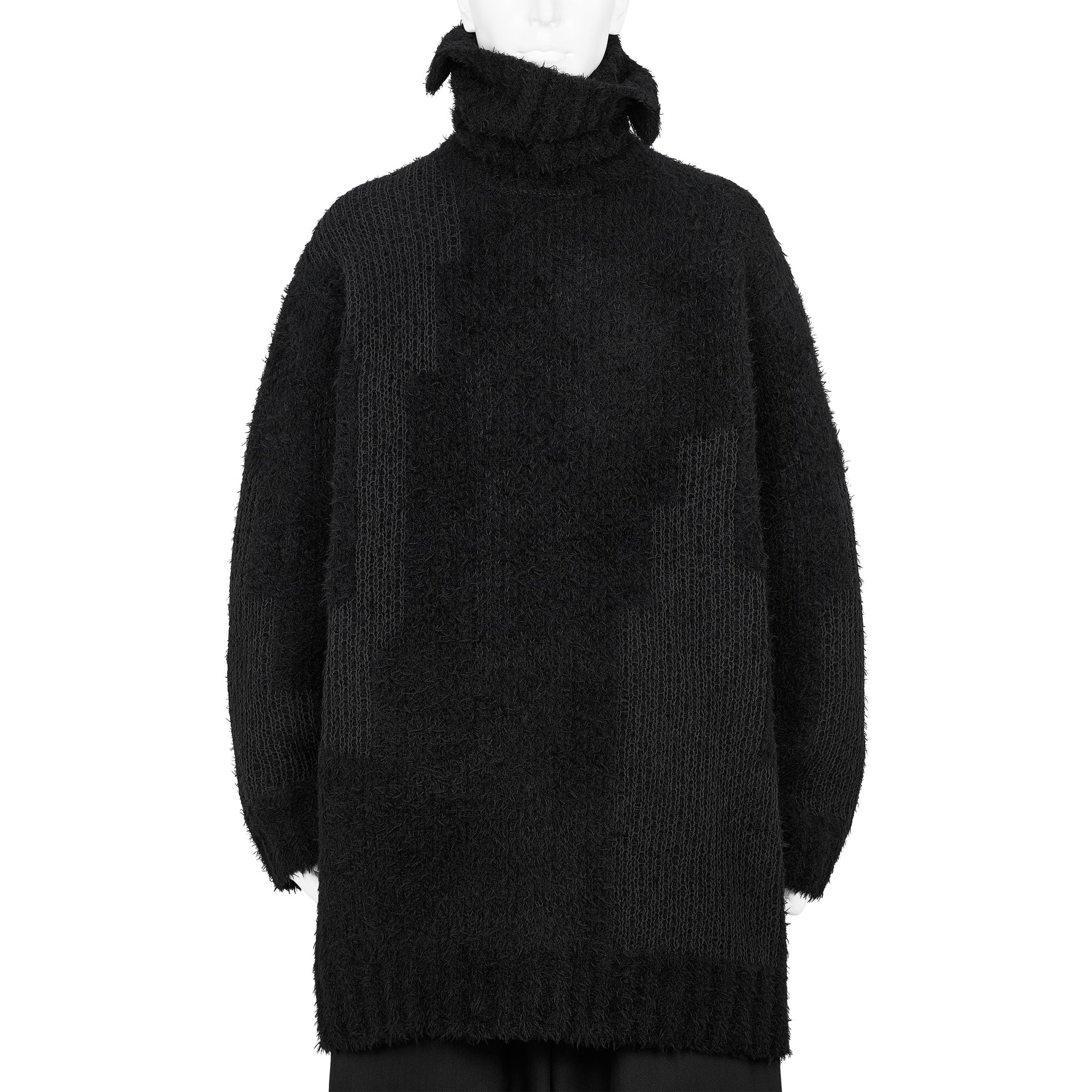 JACQUARD SIDE ZIP HIGH NECK KNIT BLACK