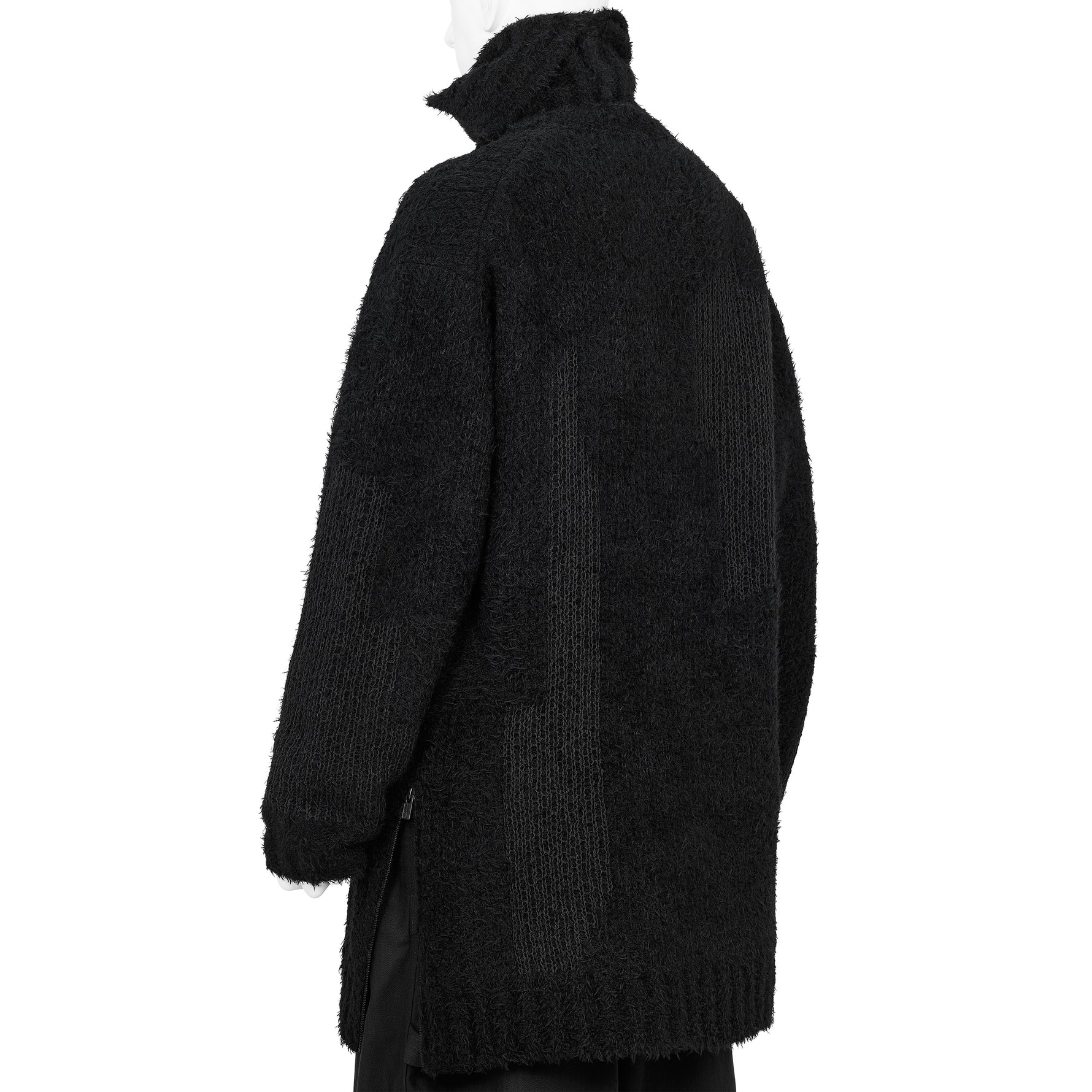 JACQUARD SIDE ZIP HIGH NECK KNIT BLACK