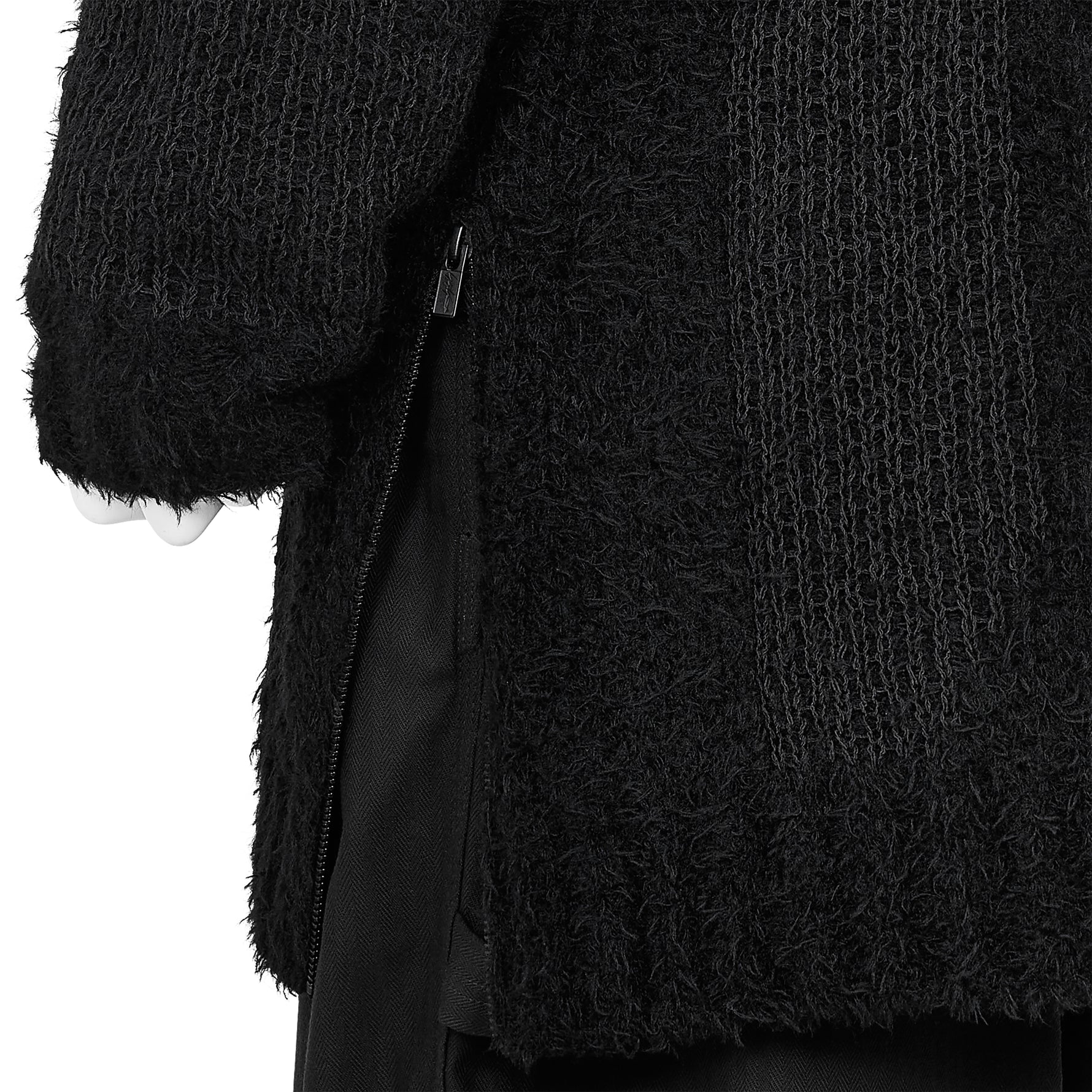 JACQUARD SIDE ZIP HIGH NECK KNIT BLACK