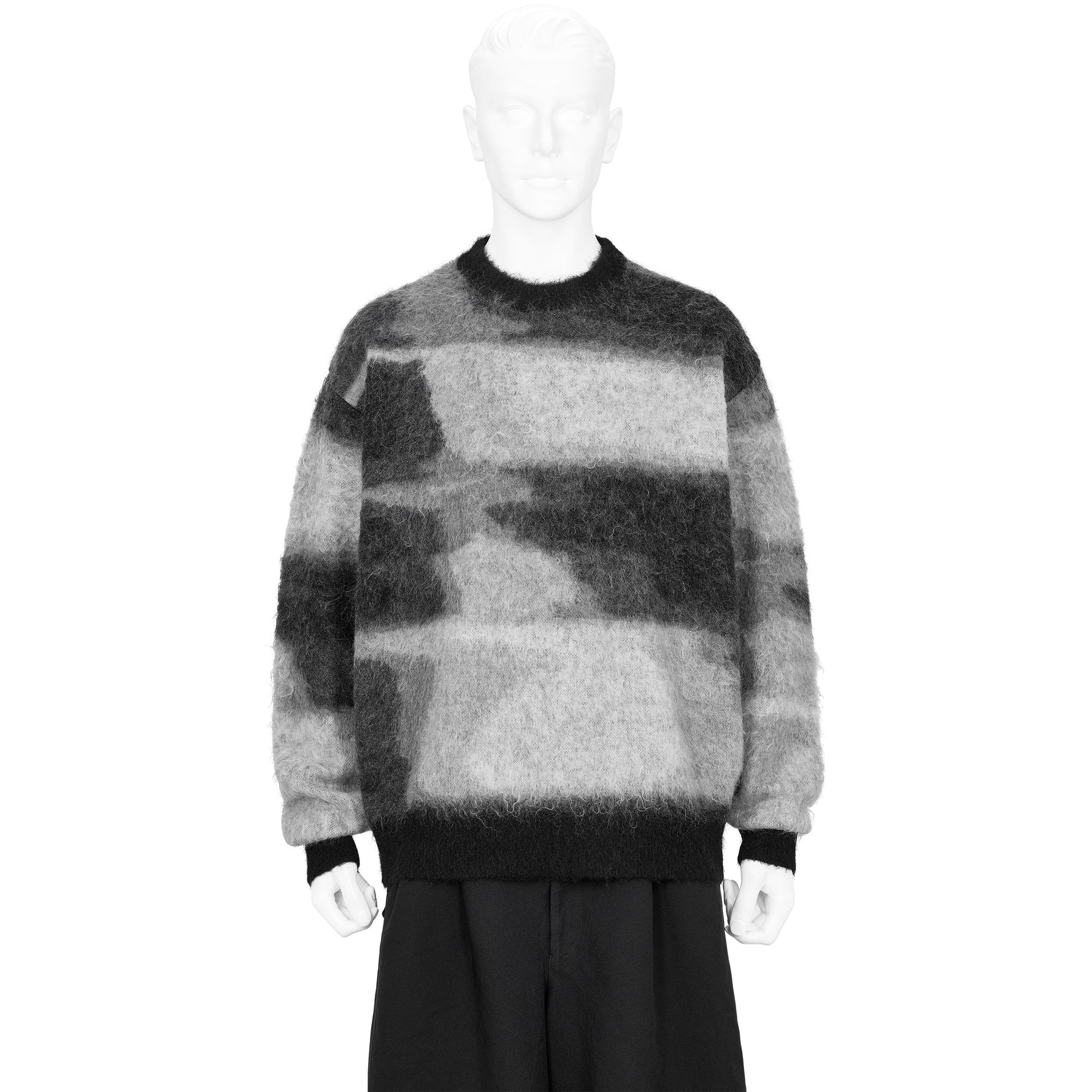 KID MOHAIR JACQUARD KNIT BEAM BLACK