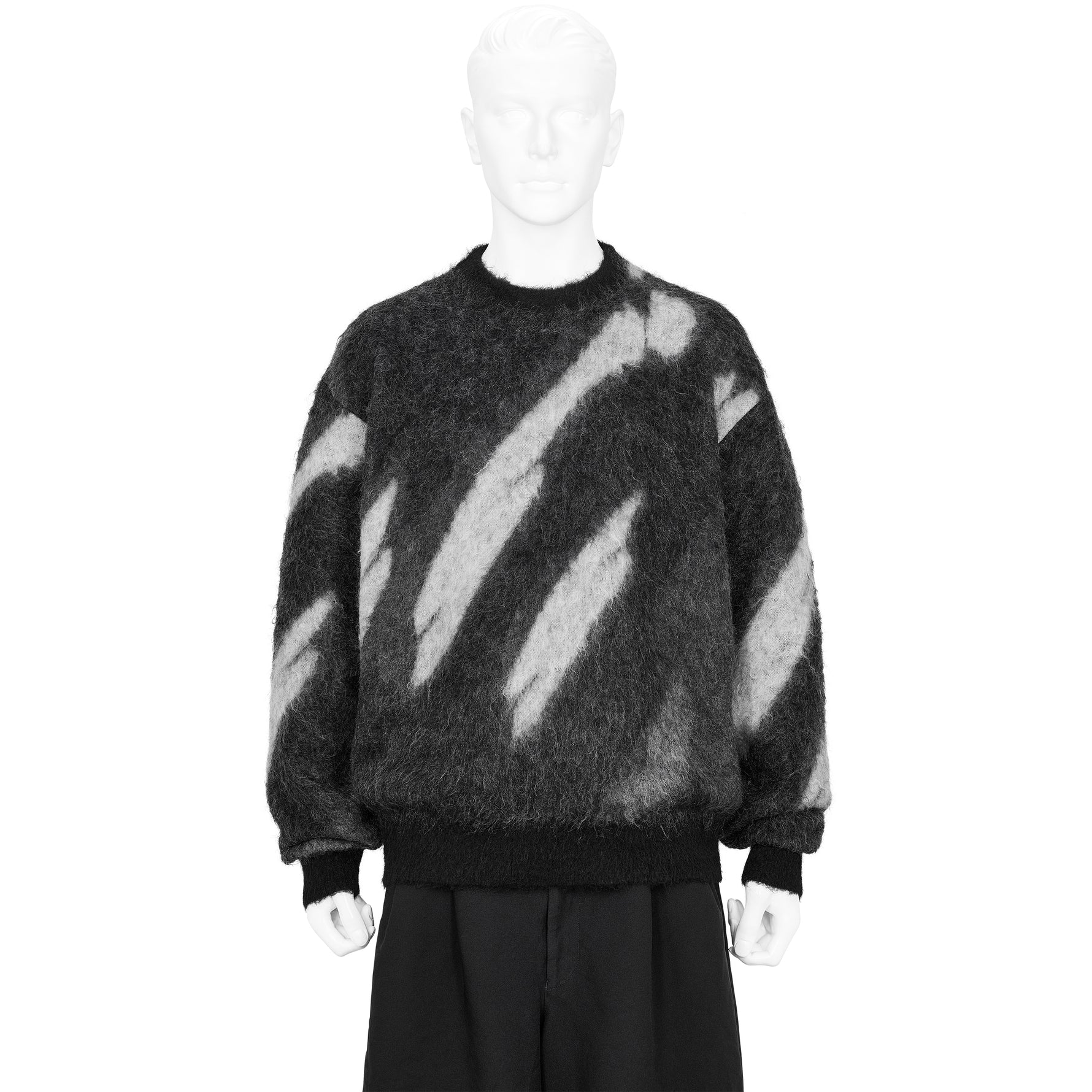 KID MOHAIR JACQUARD KNIT BLUR BLACK