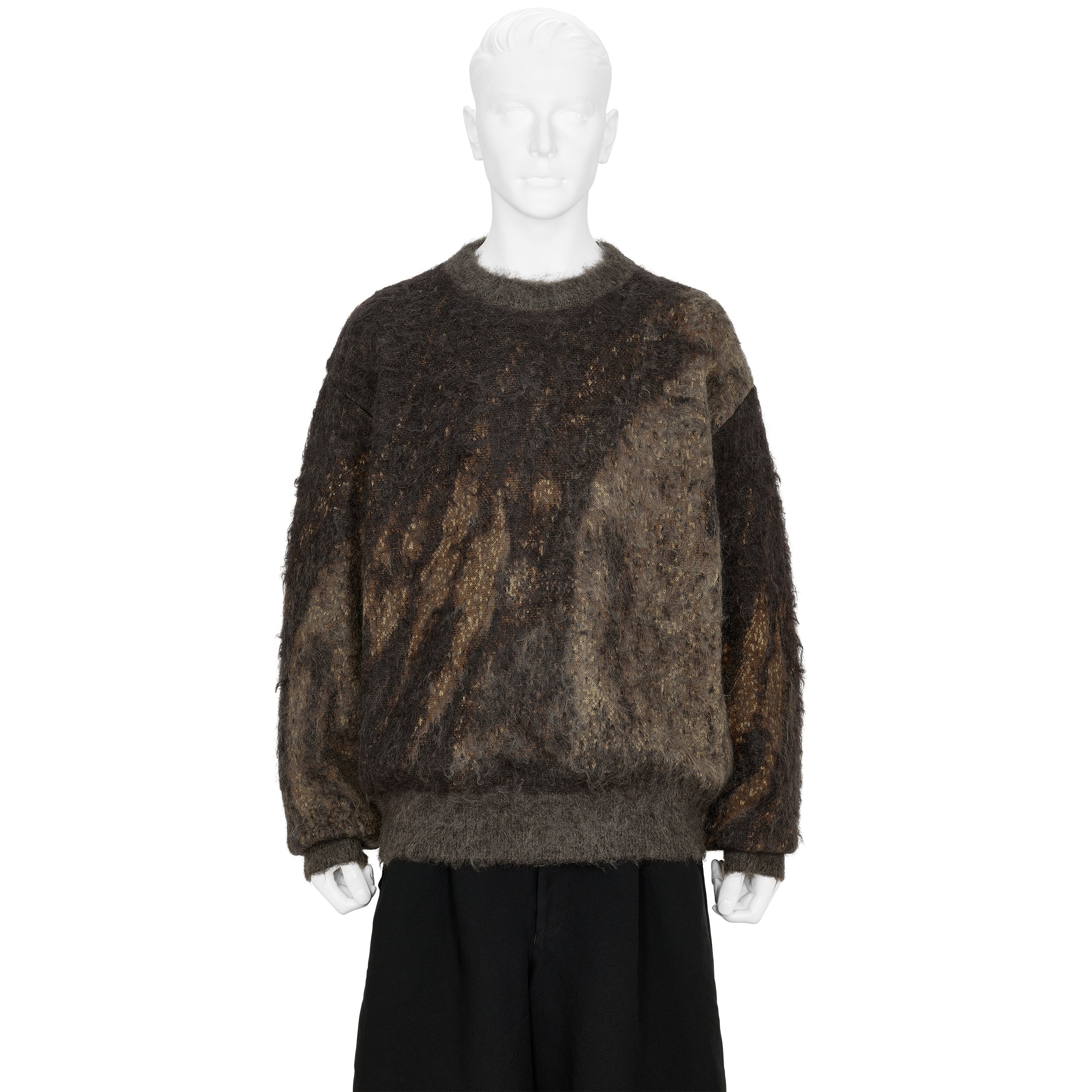 ABSTRACT JACQUARD MOHAIR SWEATER BROWN - YOKE(ヨーク) - TOPS