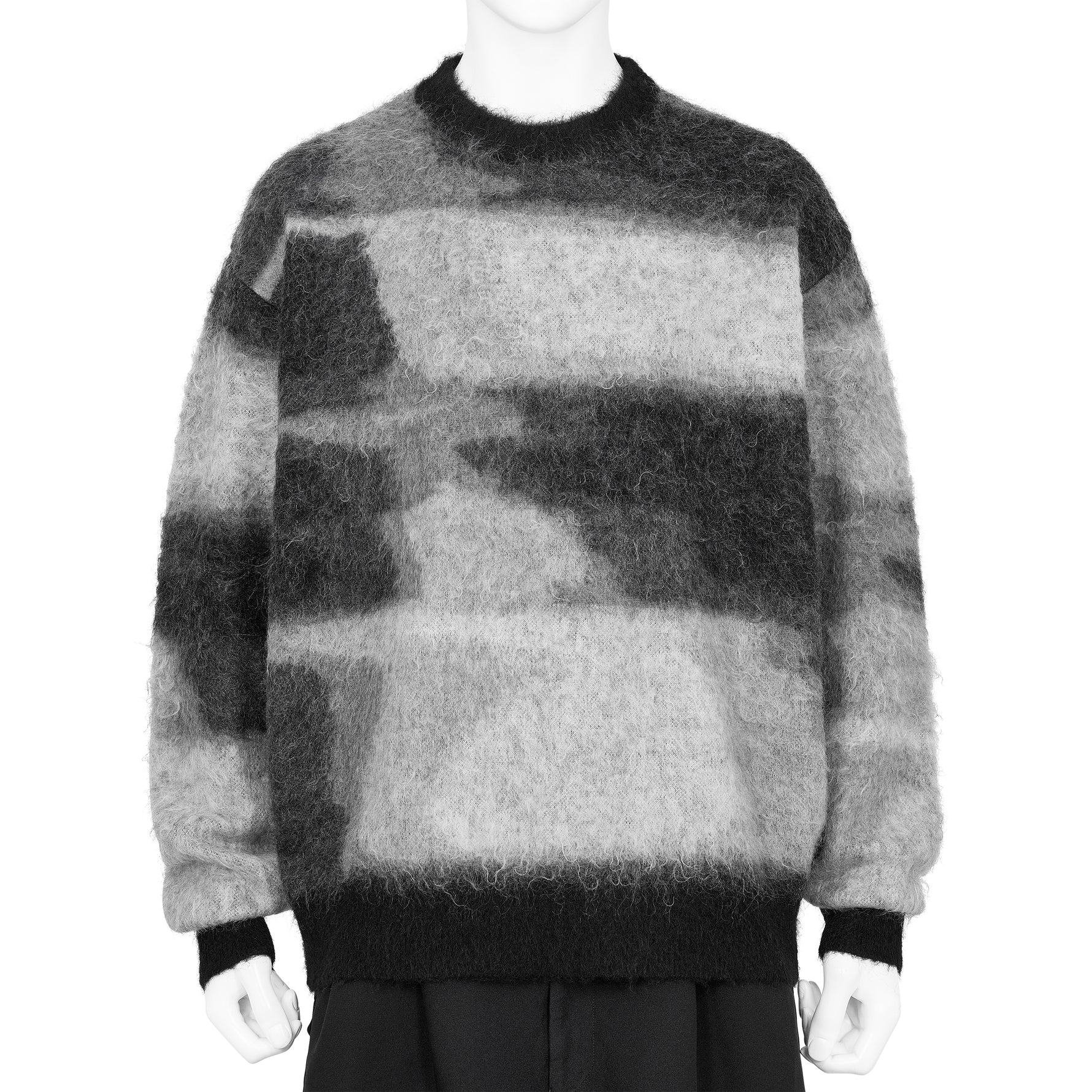 KID MOHAIR JACQUARD KNIT BEAM BLACK