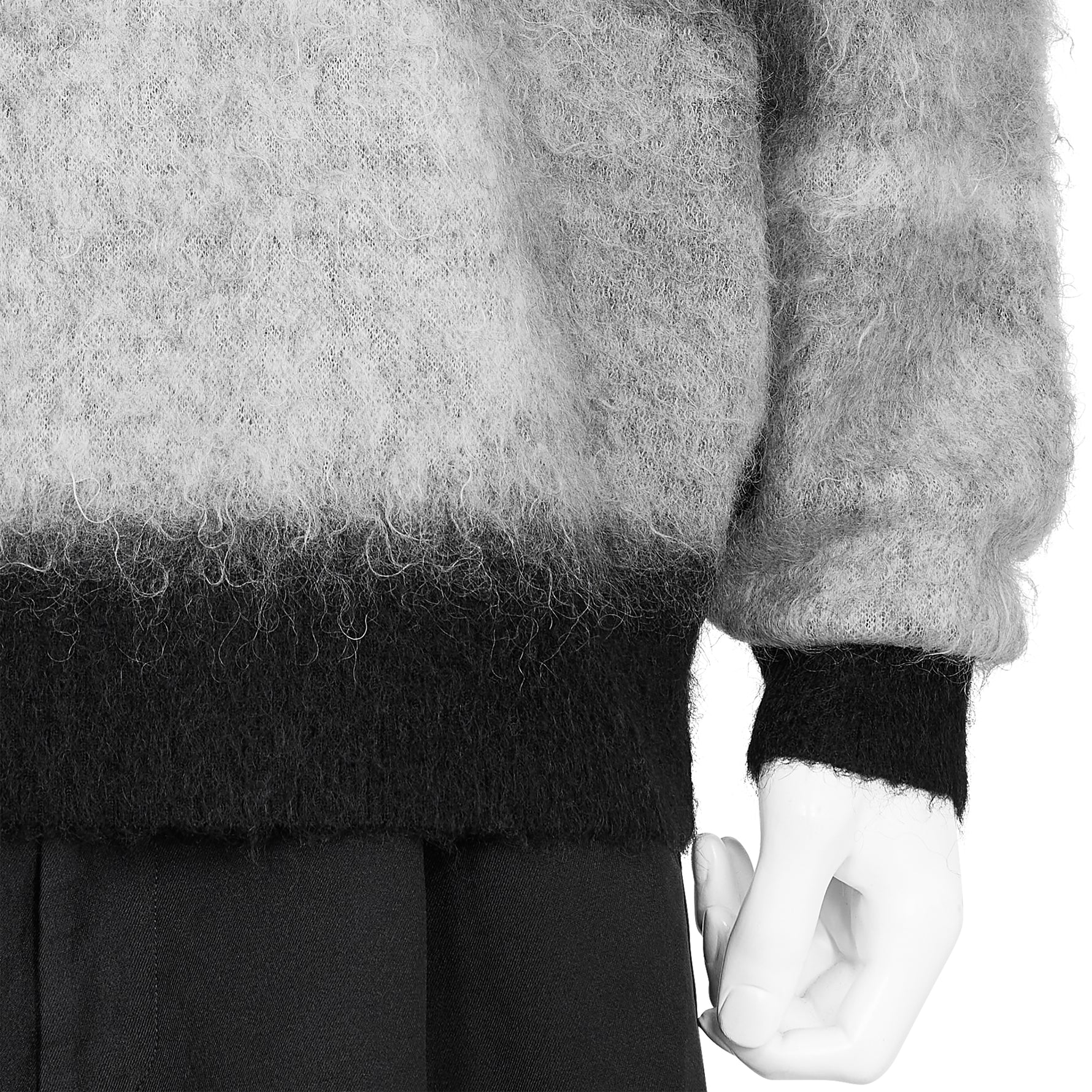 KID MOHAIR JACQUARD KNIT BEAM BLACK