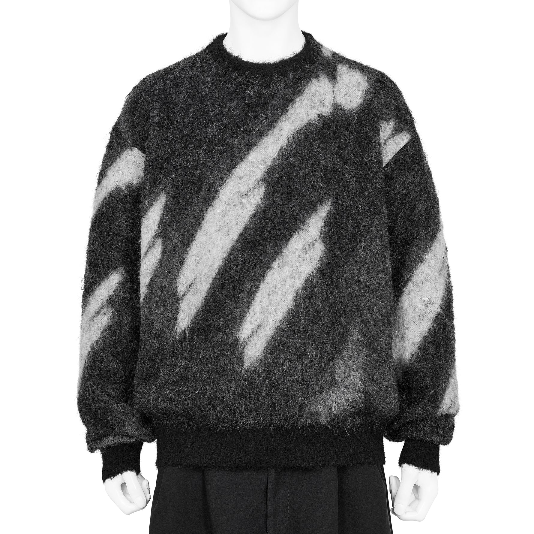 KID MOHAIR JACQUARD KNIT BLUR BLACK