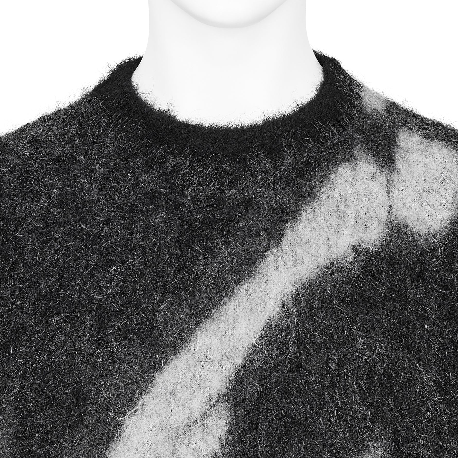 KID MOHAIR JACQUARD KNIT BLUR BLACK