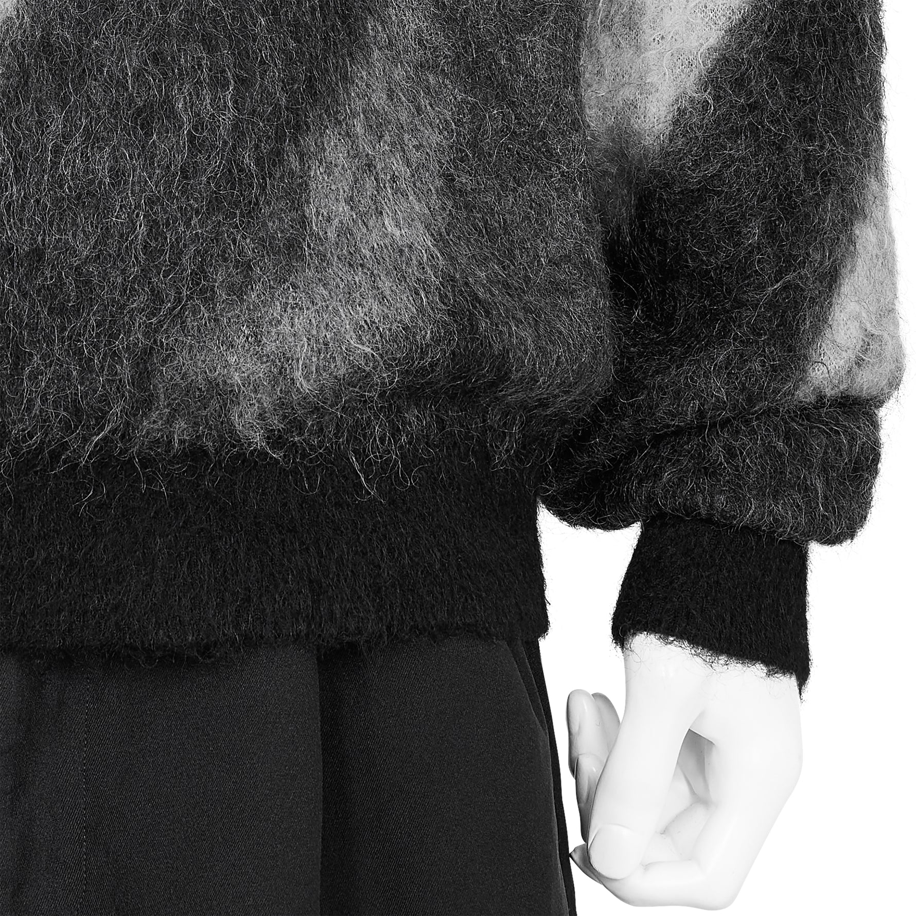 KID MOHAIR JACQUARD KNIT BLUR BLACK