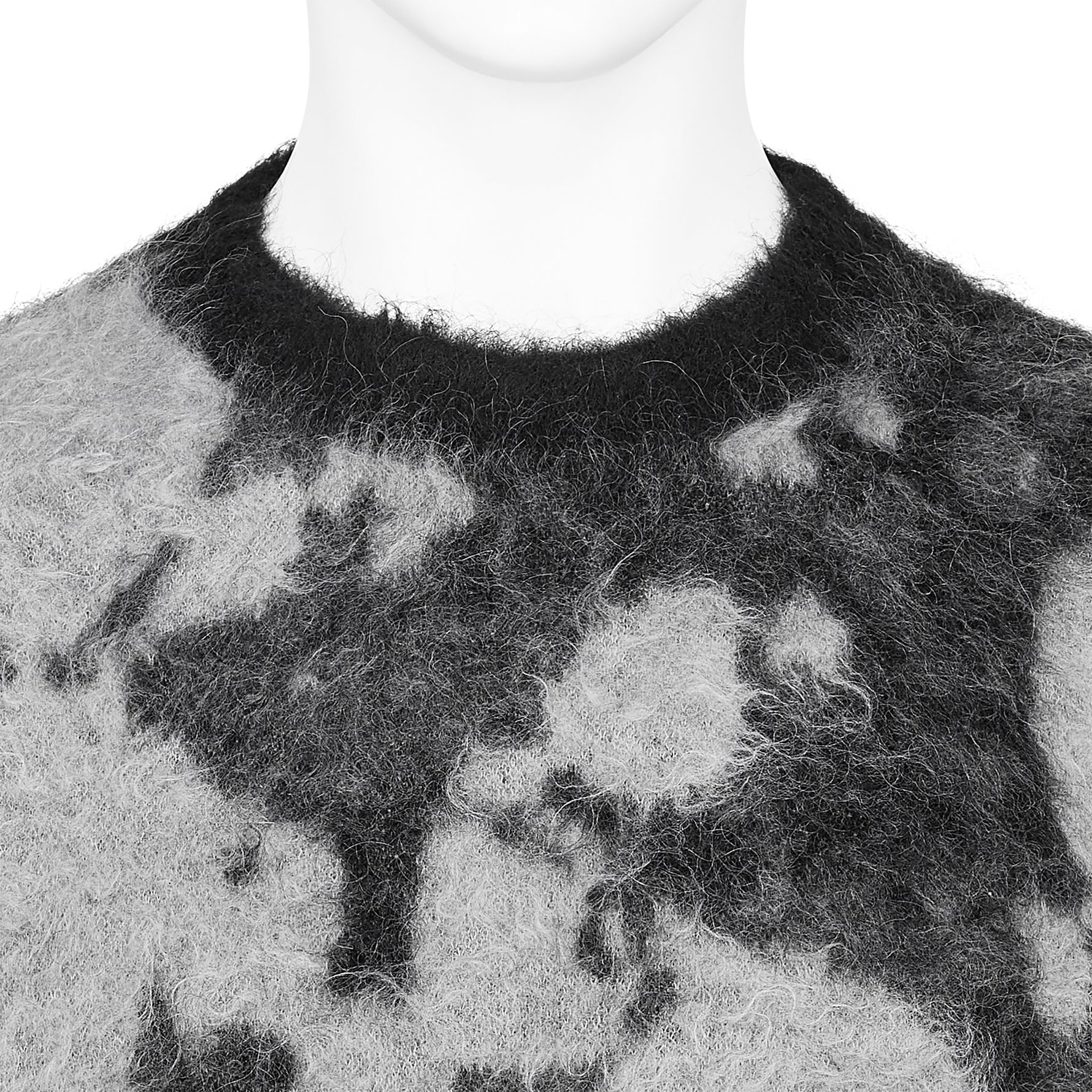 KID MOHAIR JACQUARD KNIT BUBBLE BLACK