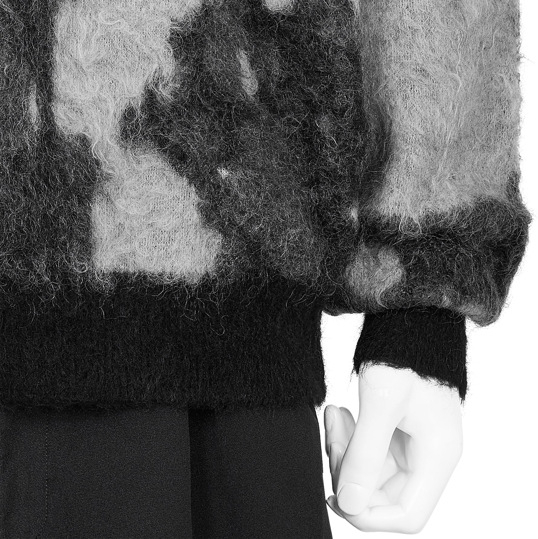 KID MOHAIR JACQUARD KNIT BUBBLE BLACK