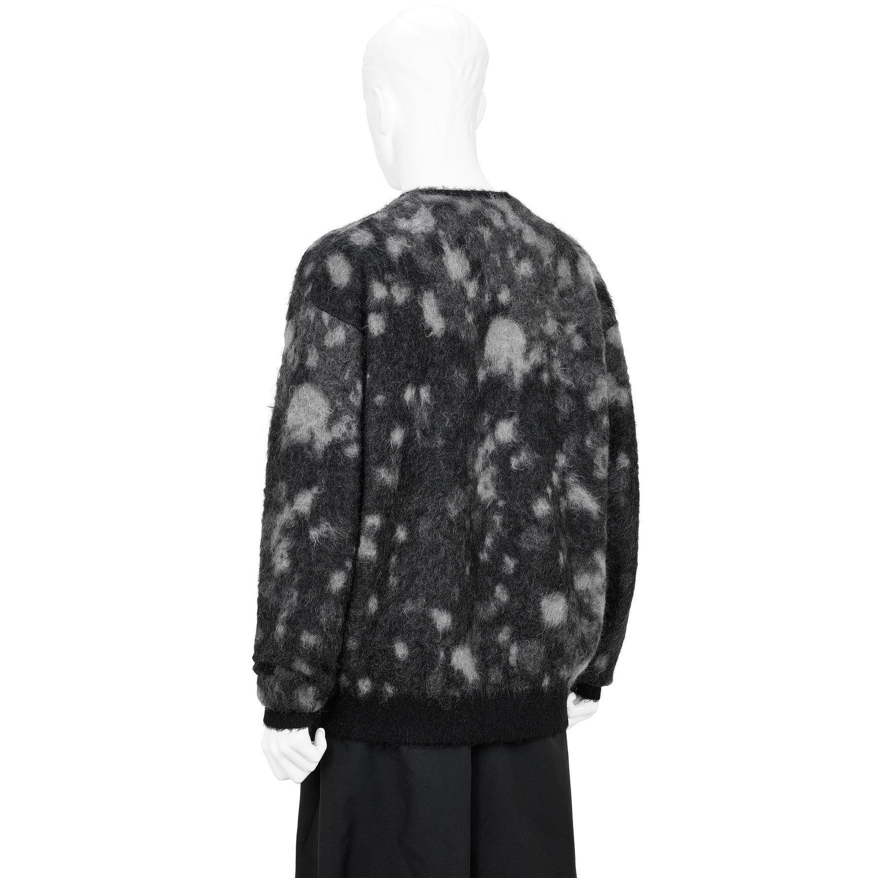 KID MOHAIR JACQUARD CARDIGAN WATER DROP BLACK