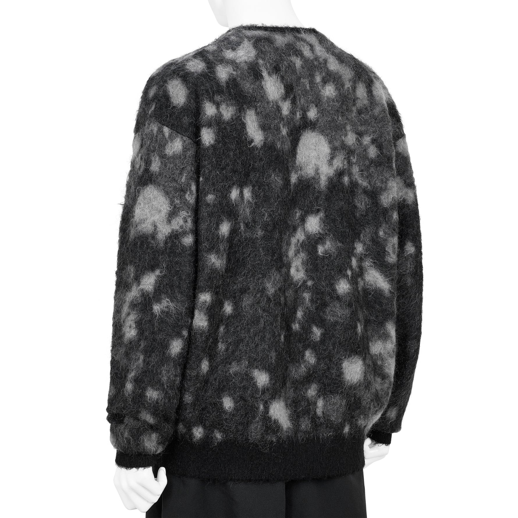 KID MOHAIR JACQUARD CARDIGAN WATER DROP BLACK
