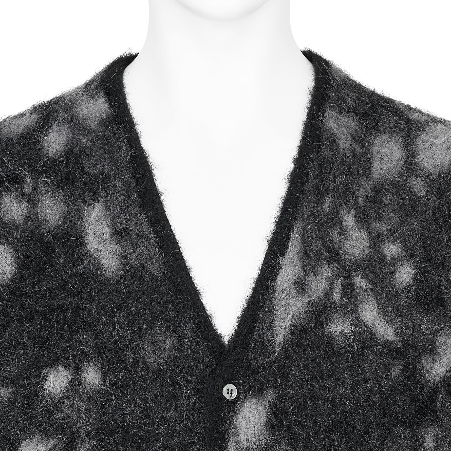 KID MOHAIR JACQUARD CARDIGAN WATER DROP BLACK
