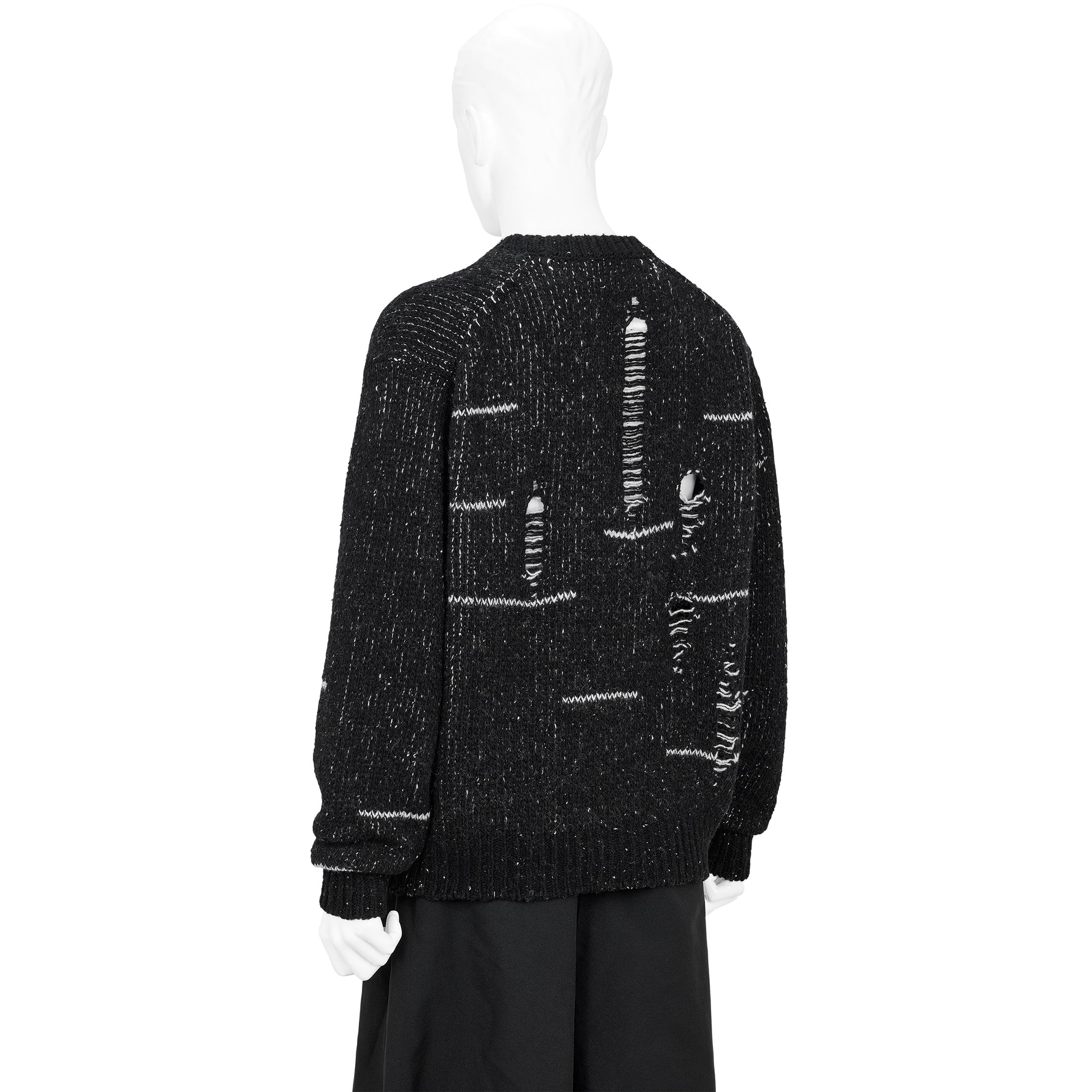 DAMAGED CREW NECK KNIT BLACK