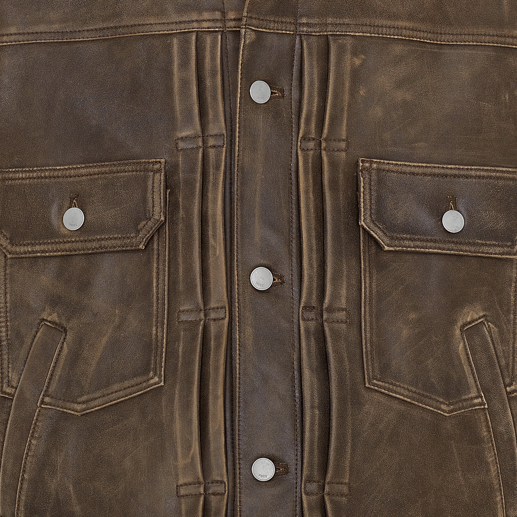 CRACKED LEATHER TRUCKER JACKET BROWN