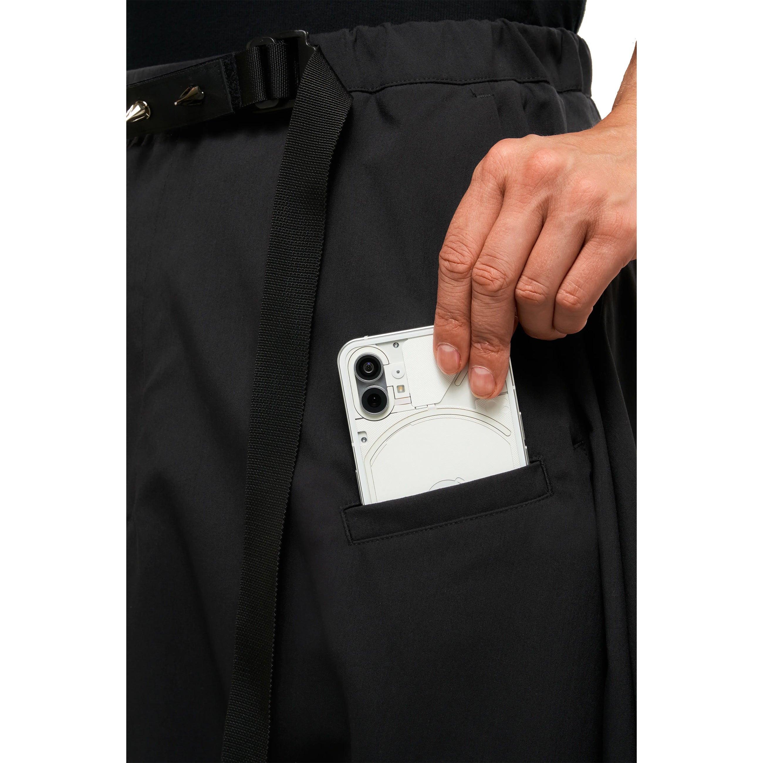 SP62-M NYLON STRETCH WEB BELT SHORT PANT BLACK