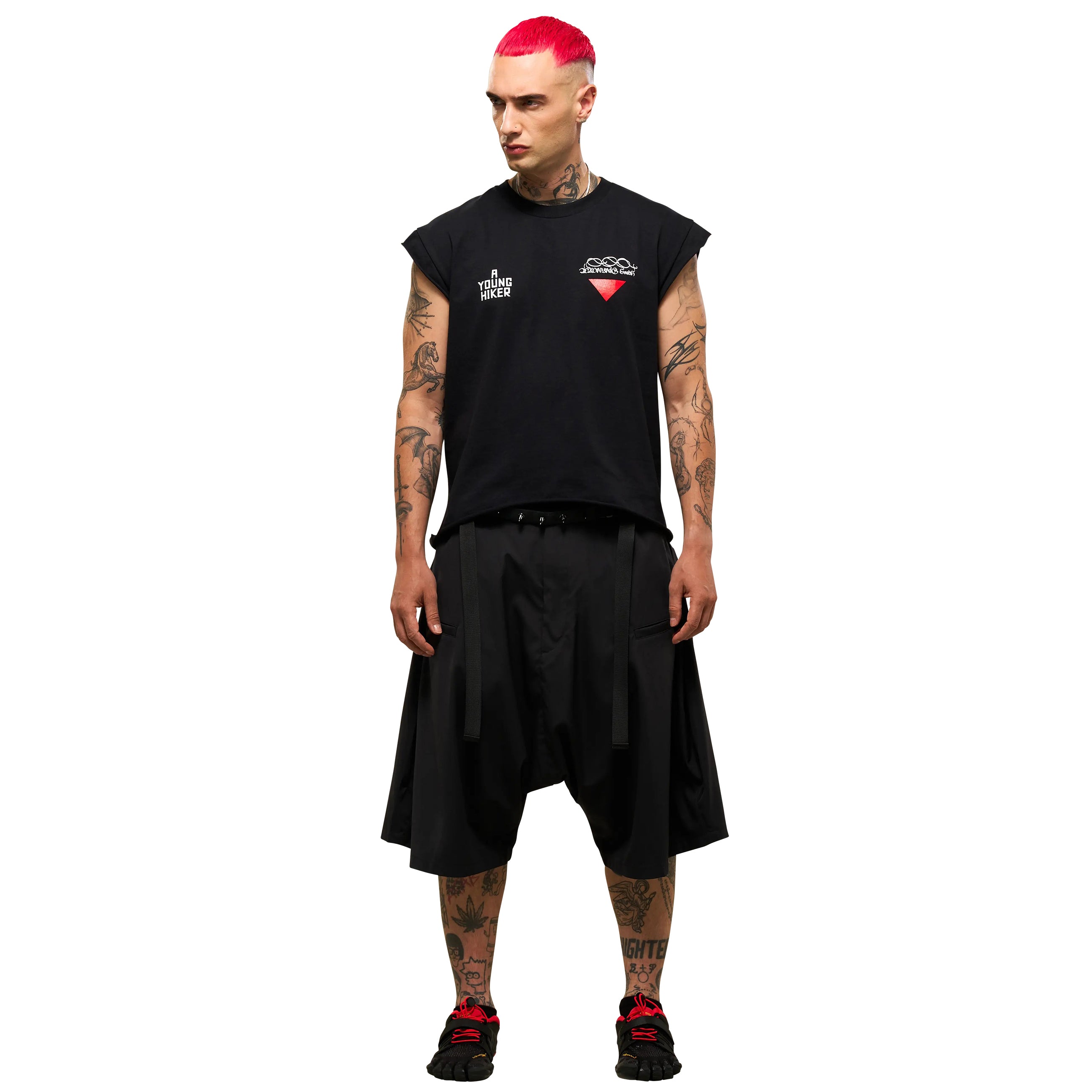 SP62-M NYLON STRETCH WEB BELT SHORT PANT BLACK