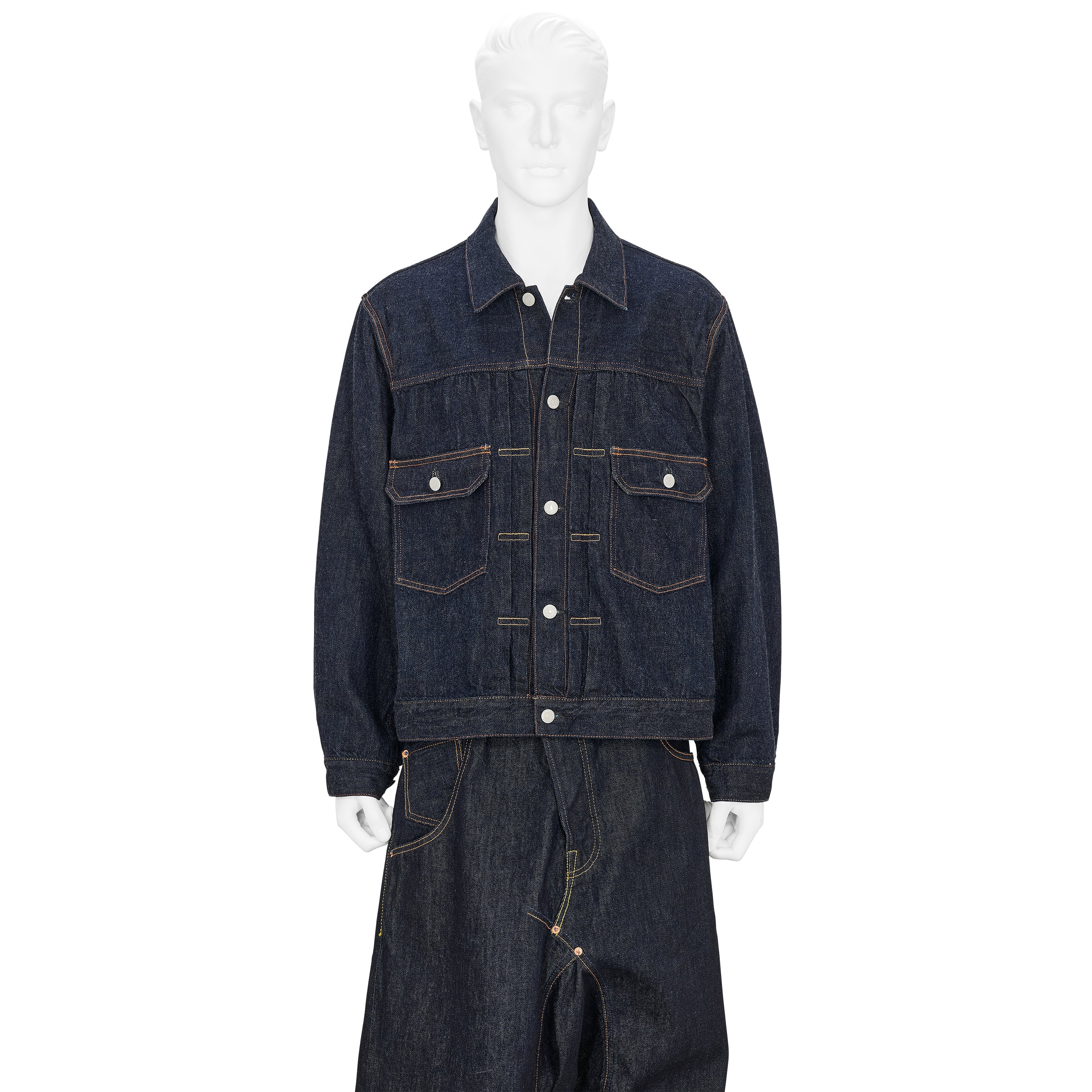 FULLCOUNT COLLABORATION WATTEAU PLEATS 2ND JACKET INDIGO - FUMITO