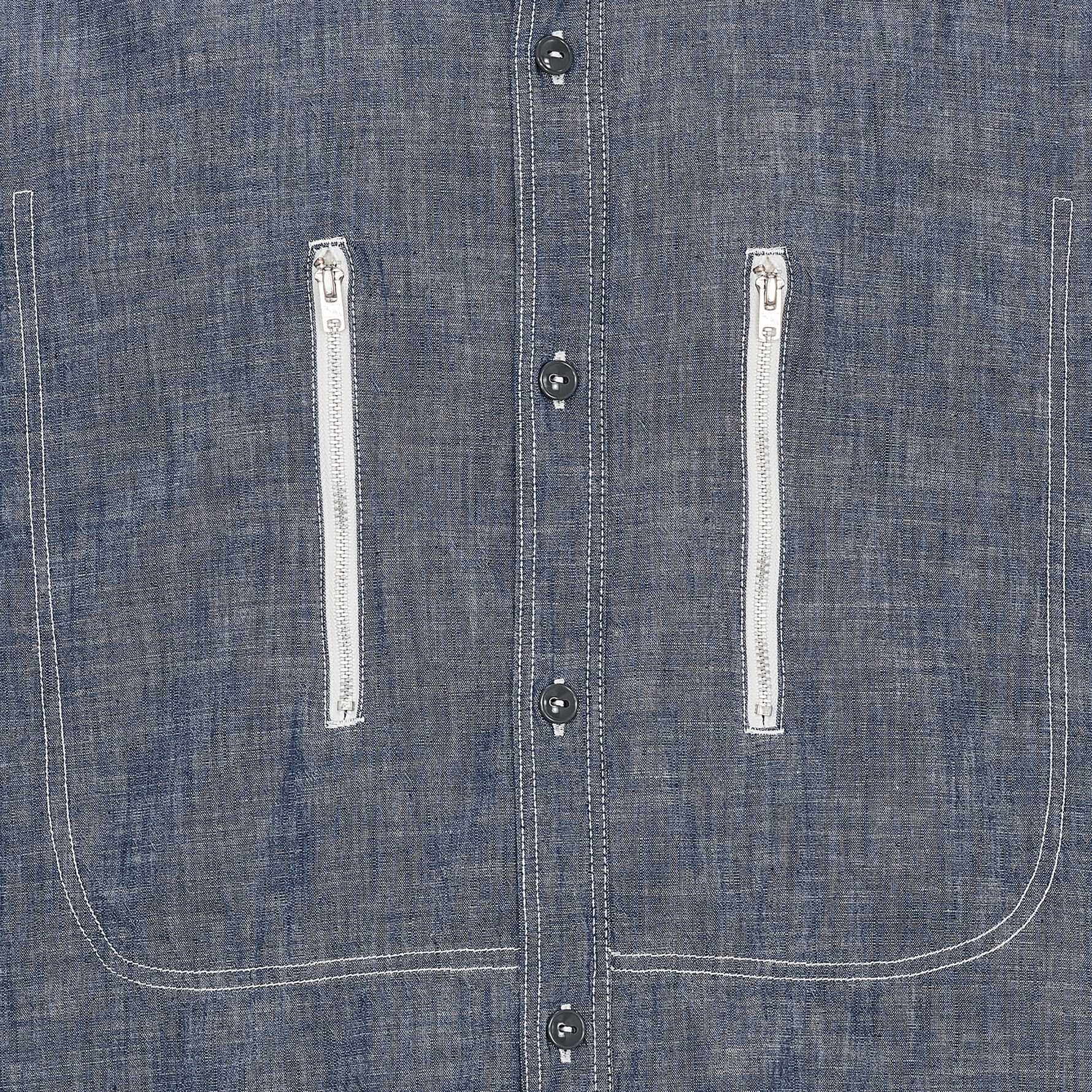 FULLCOUNT COLLABORATION WATTEAU GATHERED VENTILATED POCKET SHIRT LIGHT INDIGO