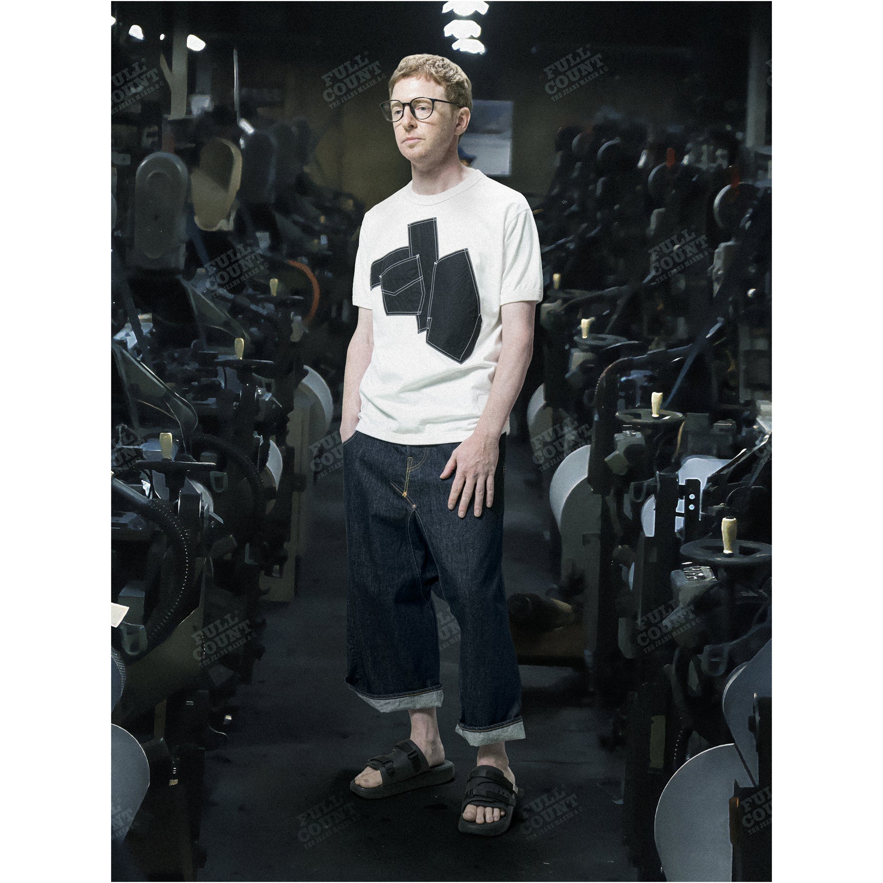 FULLCOUNT COLLABORATION GRAFFITI POCKET RINGER T SHIRT WHITE