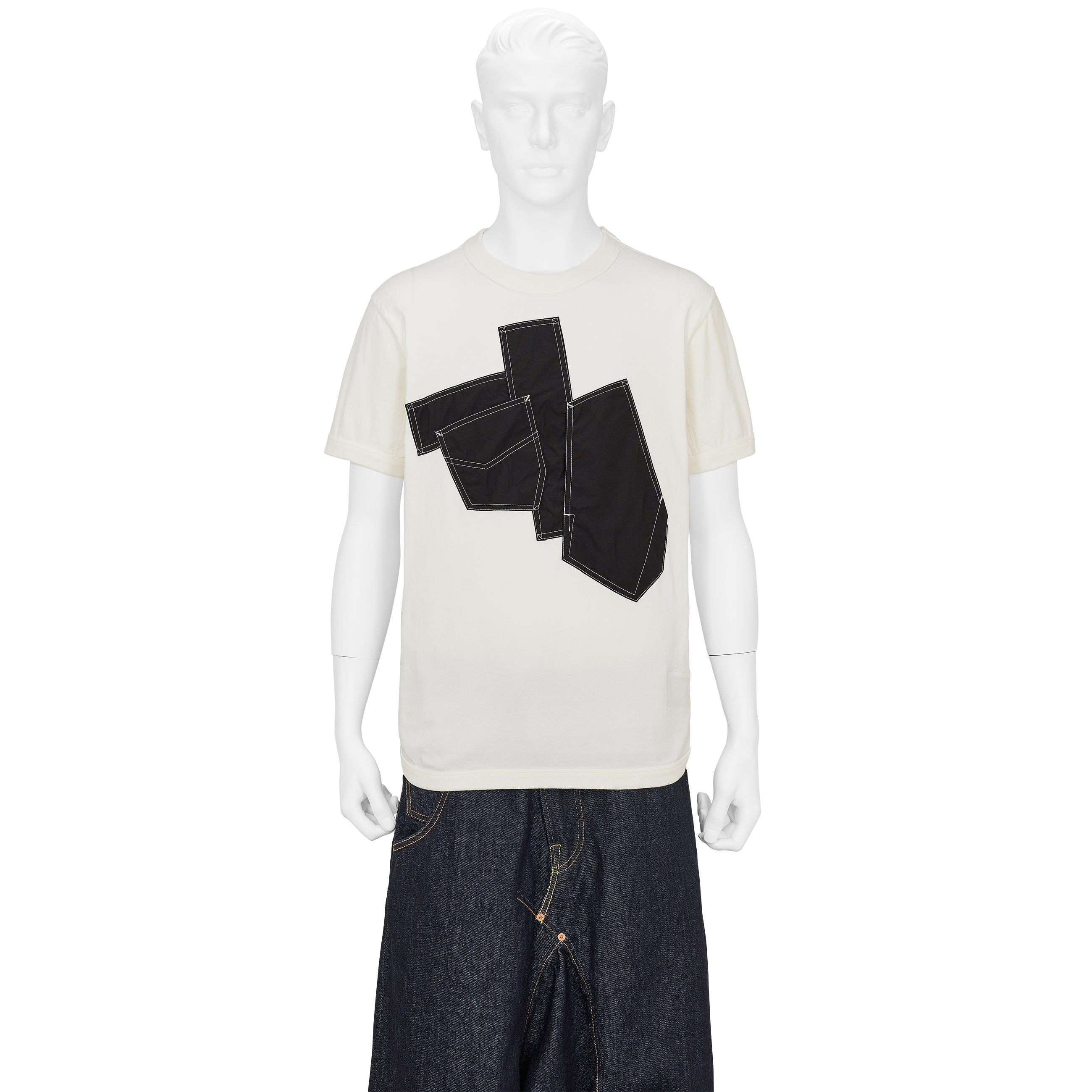 FULLCOUNT COLLABORATION GRAFFITI POCKET RINGER T SHIRT WHITE