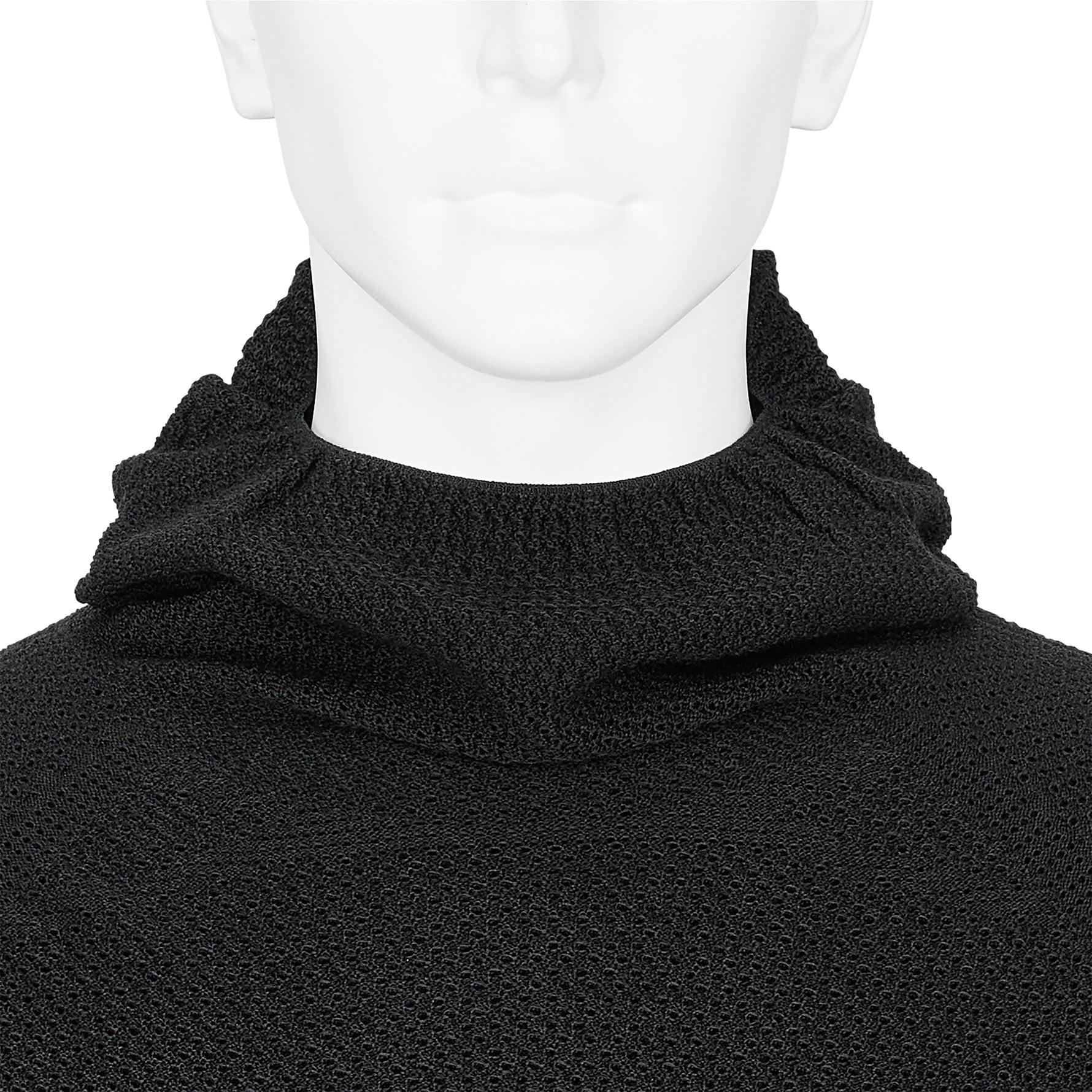 PERFORATED WHOLE GARMENT KNIT TOP BLACK