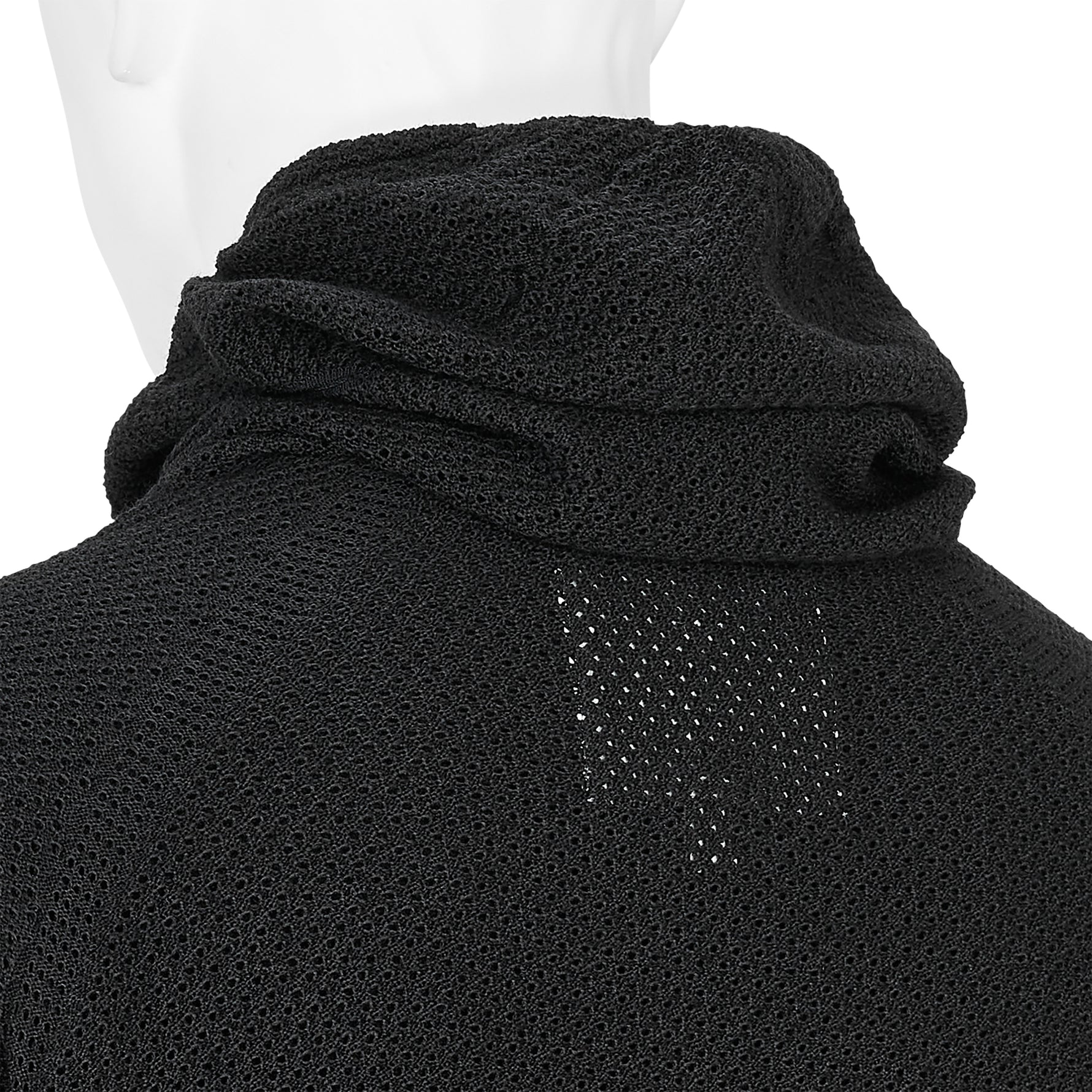 PERFORATED WHOLE GARMENT KNIT TOP BLACK