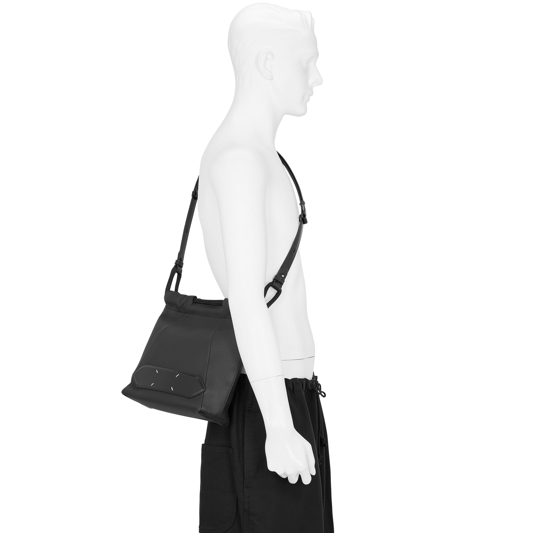 5AC DEERSKIN SHOULDER BAG BLACK