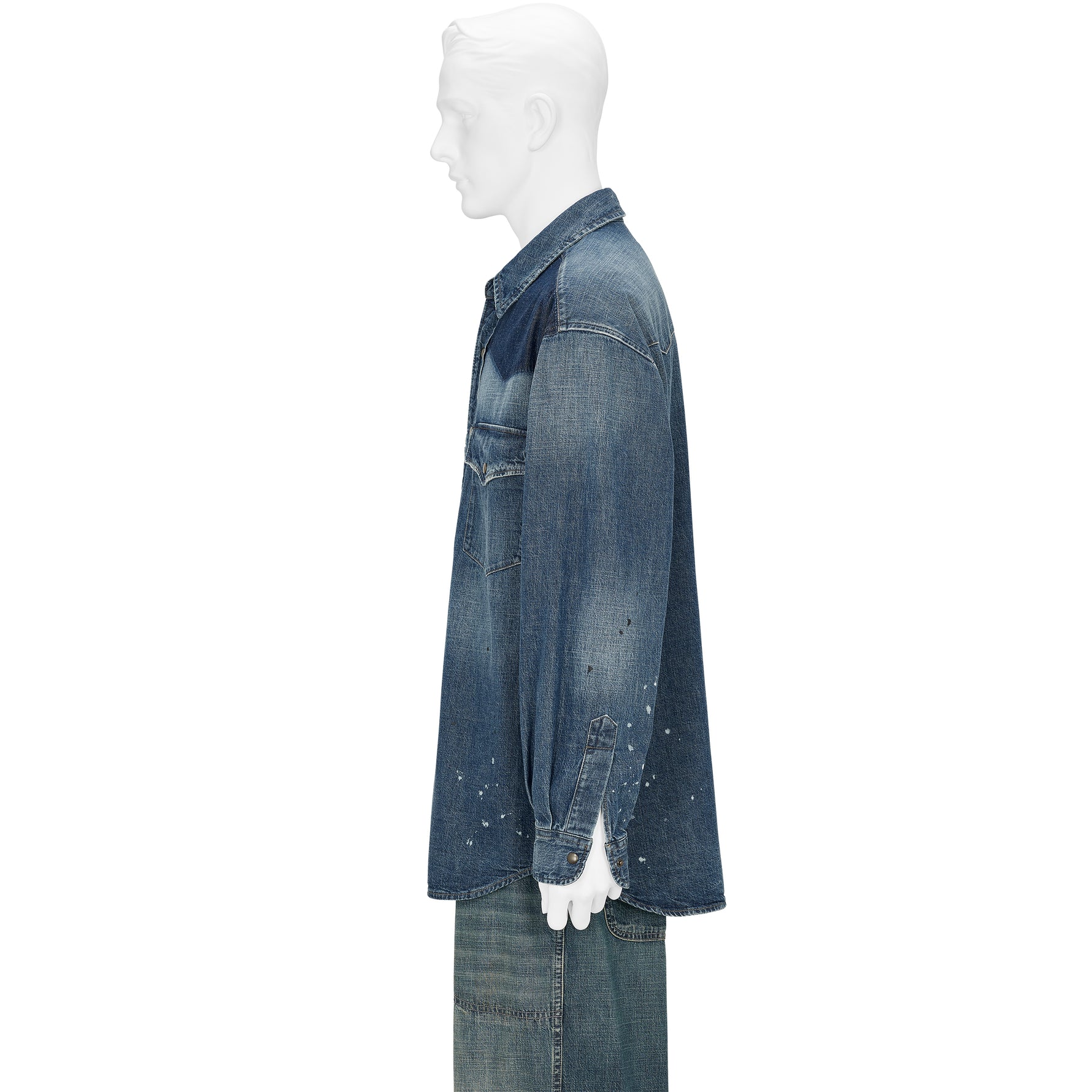 DENIM WESTERN SHIRT DAMAGED INDIGO