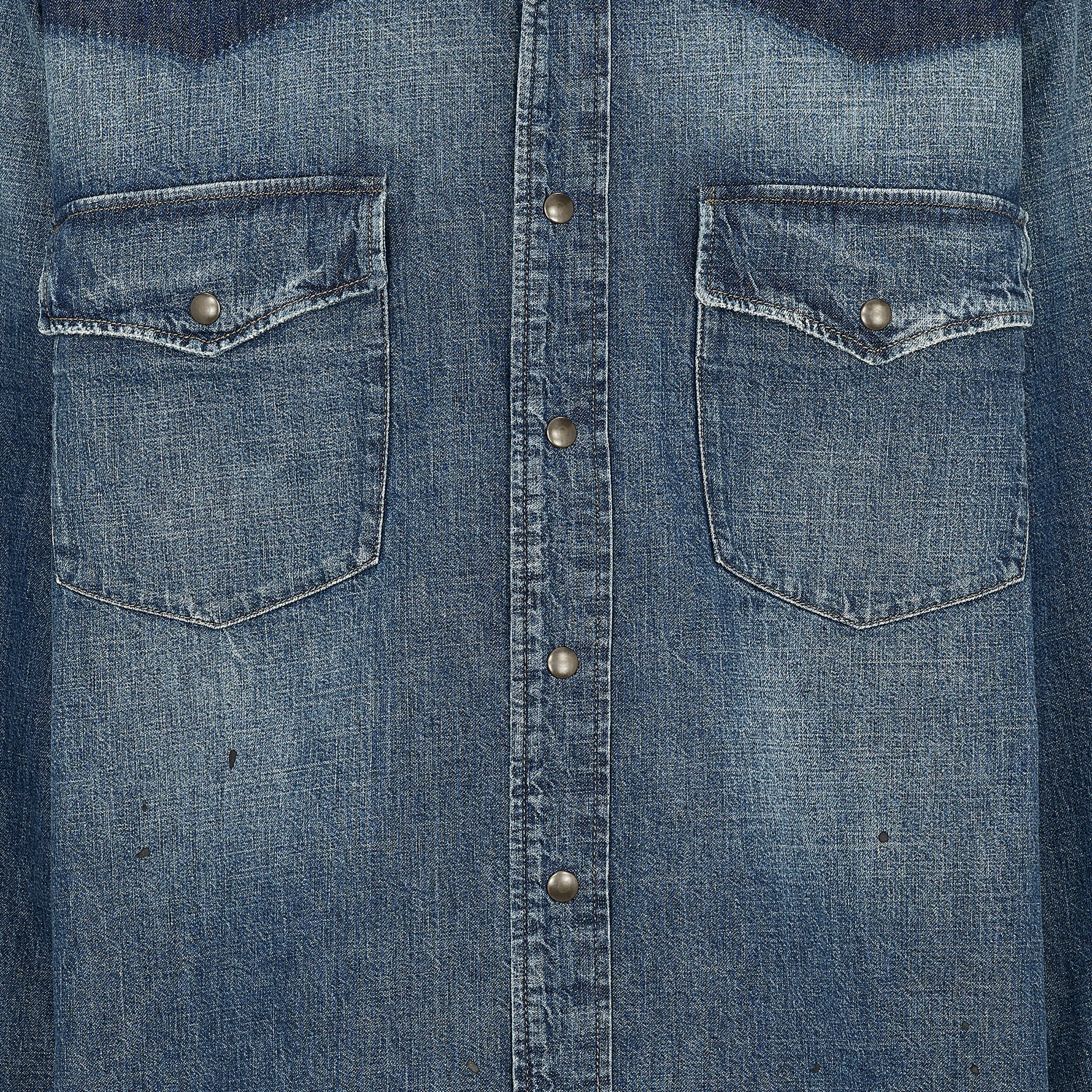 DENIM WESTERN SHIRT DAMAGED INDIGO