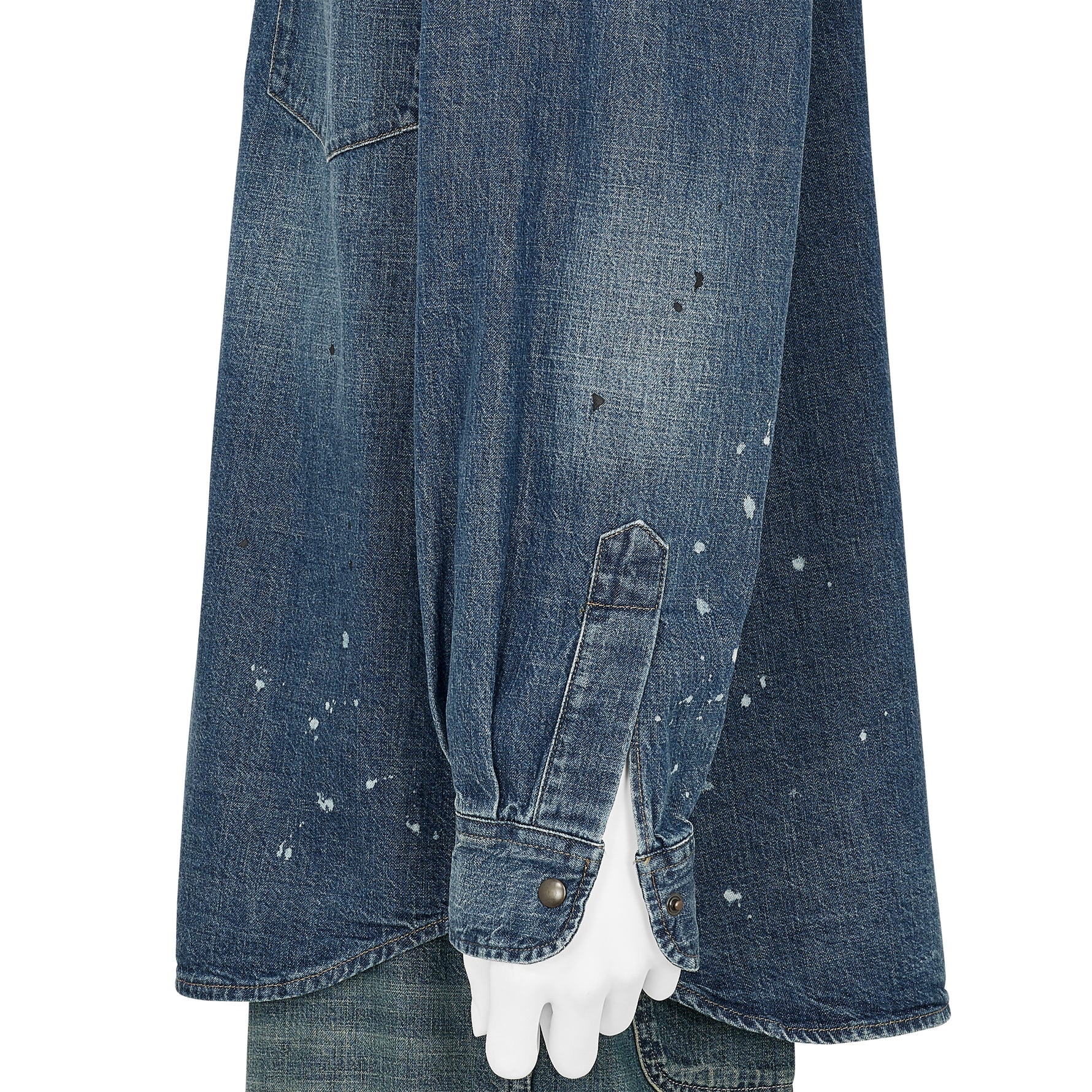 DENIM WESTERN SHIRT DAMAGED INDIGO