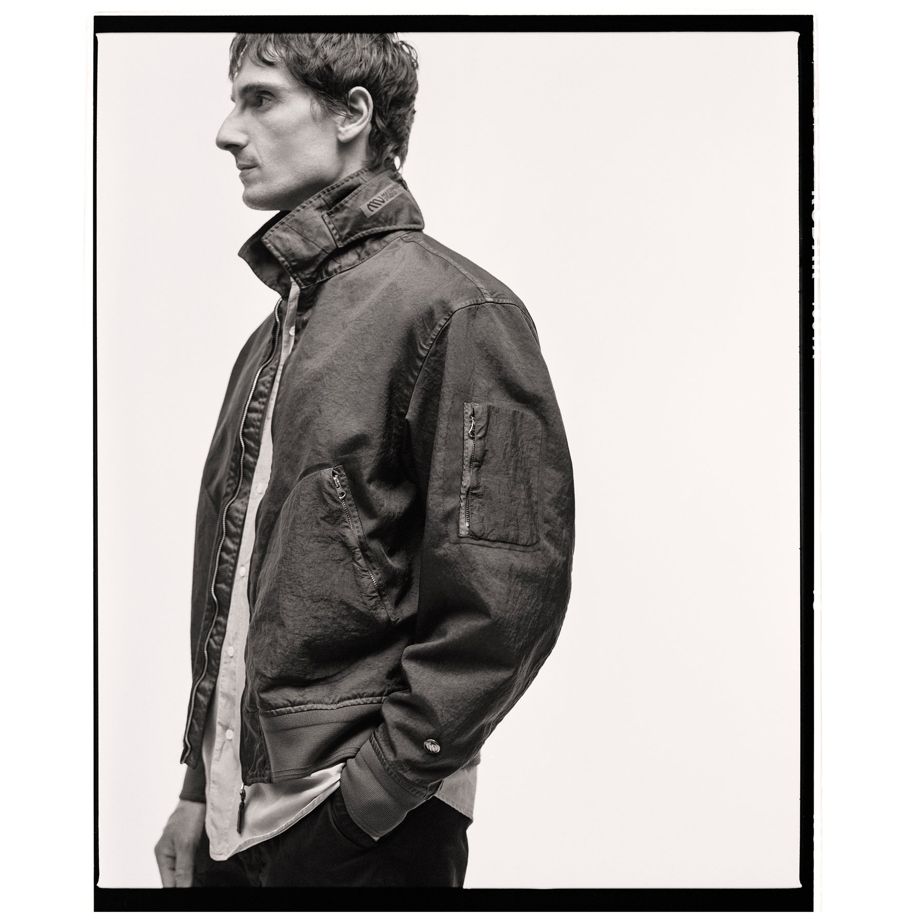 TRAMA 3D GARMENT DYED JACQUARD BOMBER JACKET OLIVE